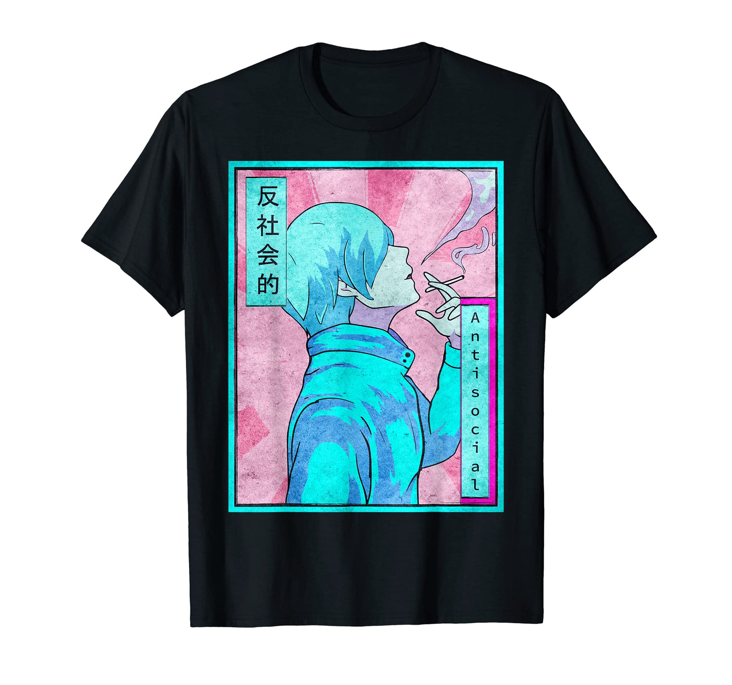 Antisocial Emo Anime Vaporwave T-Shirt - Trendy Graphic for Adults - T-Shirt, Sweatshirt, Hoodie