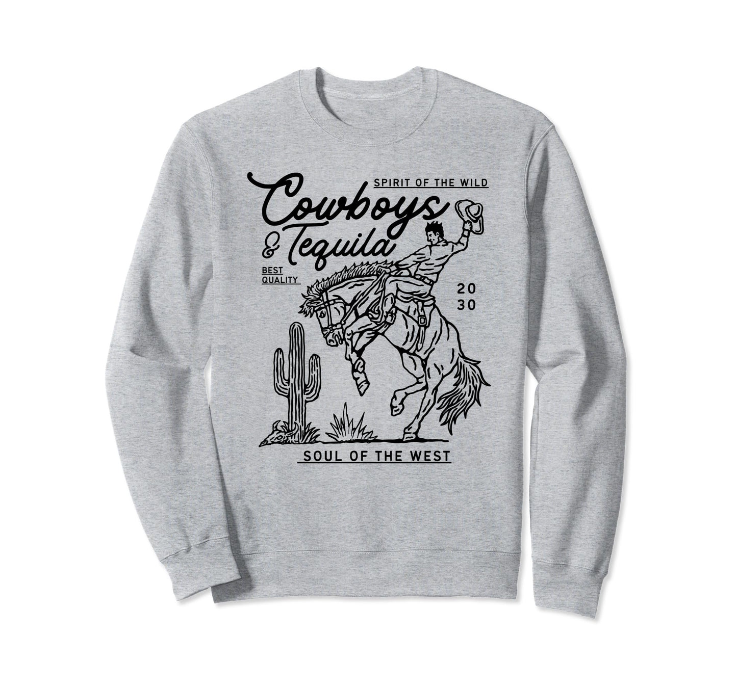 Cowboys And Tequila Texas Horse Riding Sweatshirt - Unique Graphic Unisex - T-Shirt, Sweatshirt, Hoodie