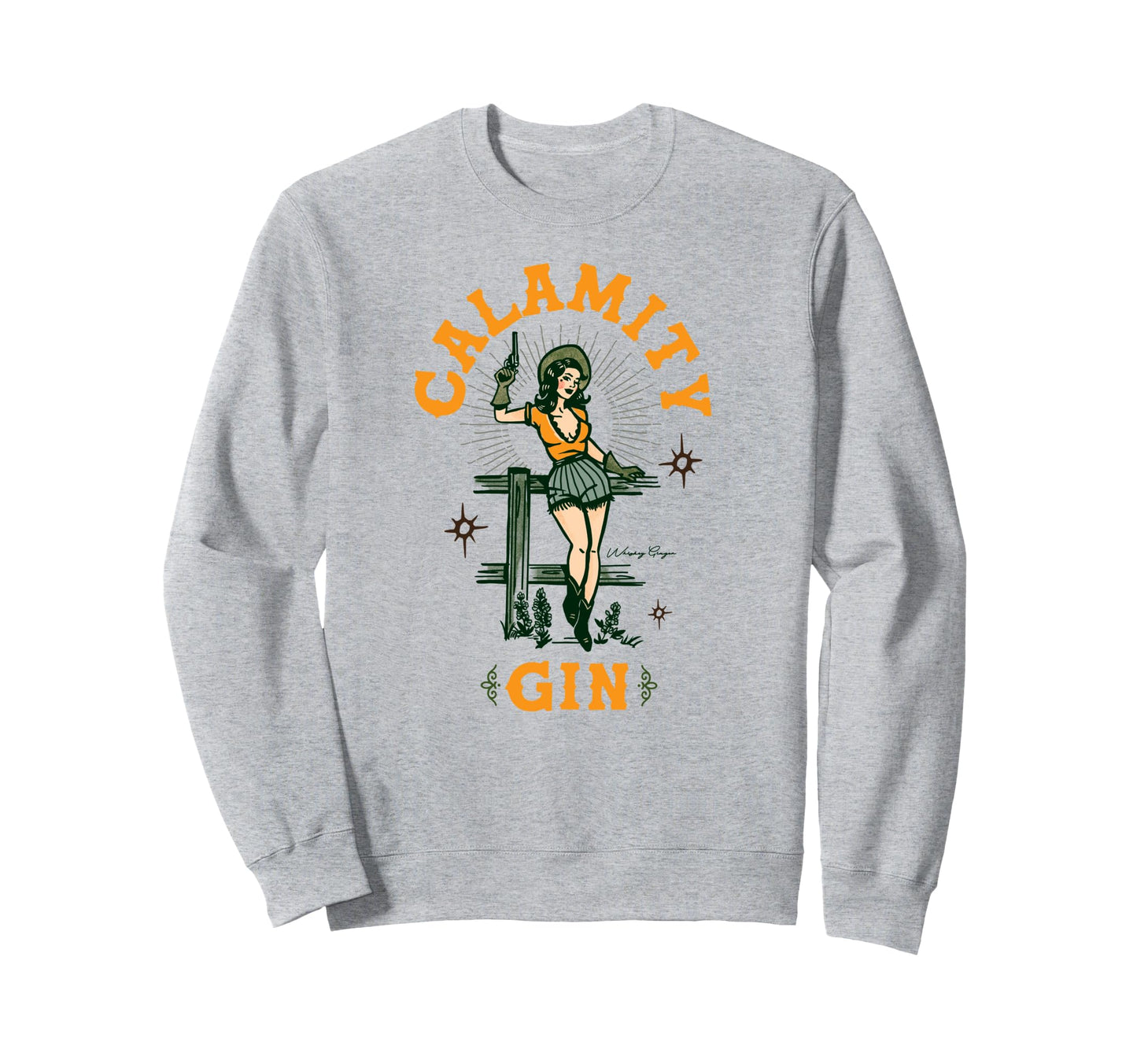 Calamity Gin Pinup Cowgirl Witty Fun Sweatshirt - Custom Art Print Unisex - T-Shirt, Sweatshirt, Hoodie