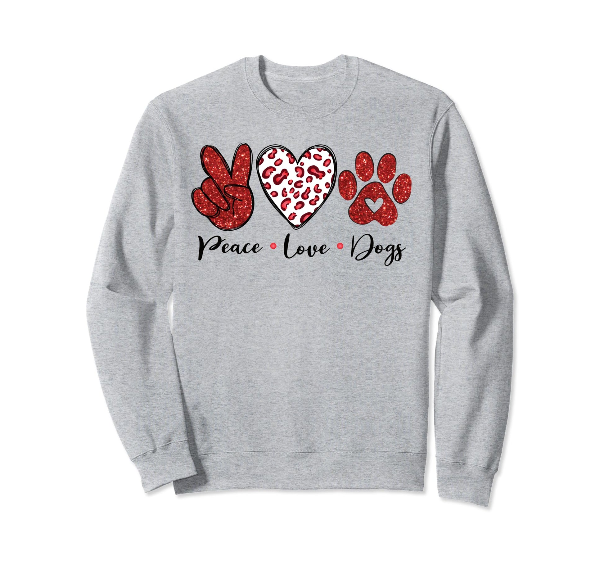 Peace Love Dog Heart Red Heart Sweatshirt - Trendy Graphic Unisex - T-Shirt, Sweatshirt, Hoodie