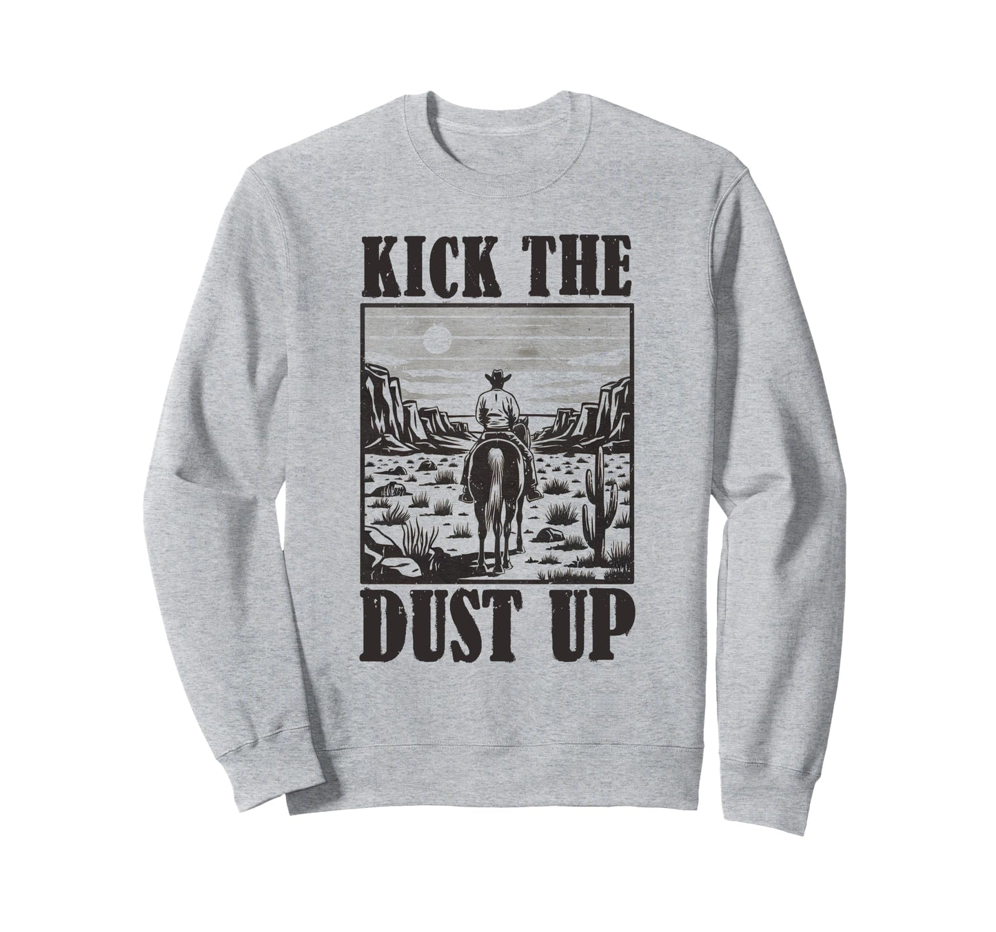 Kick Dust Up Cowboy Horseback Sweatshirt - Minimalist Print for Adults - T-Shirt, Sweatshirt, Hoodie