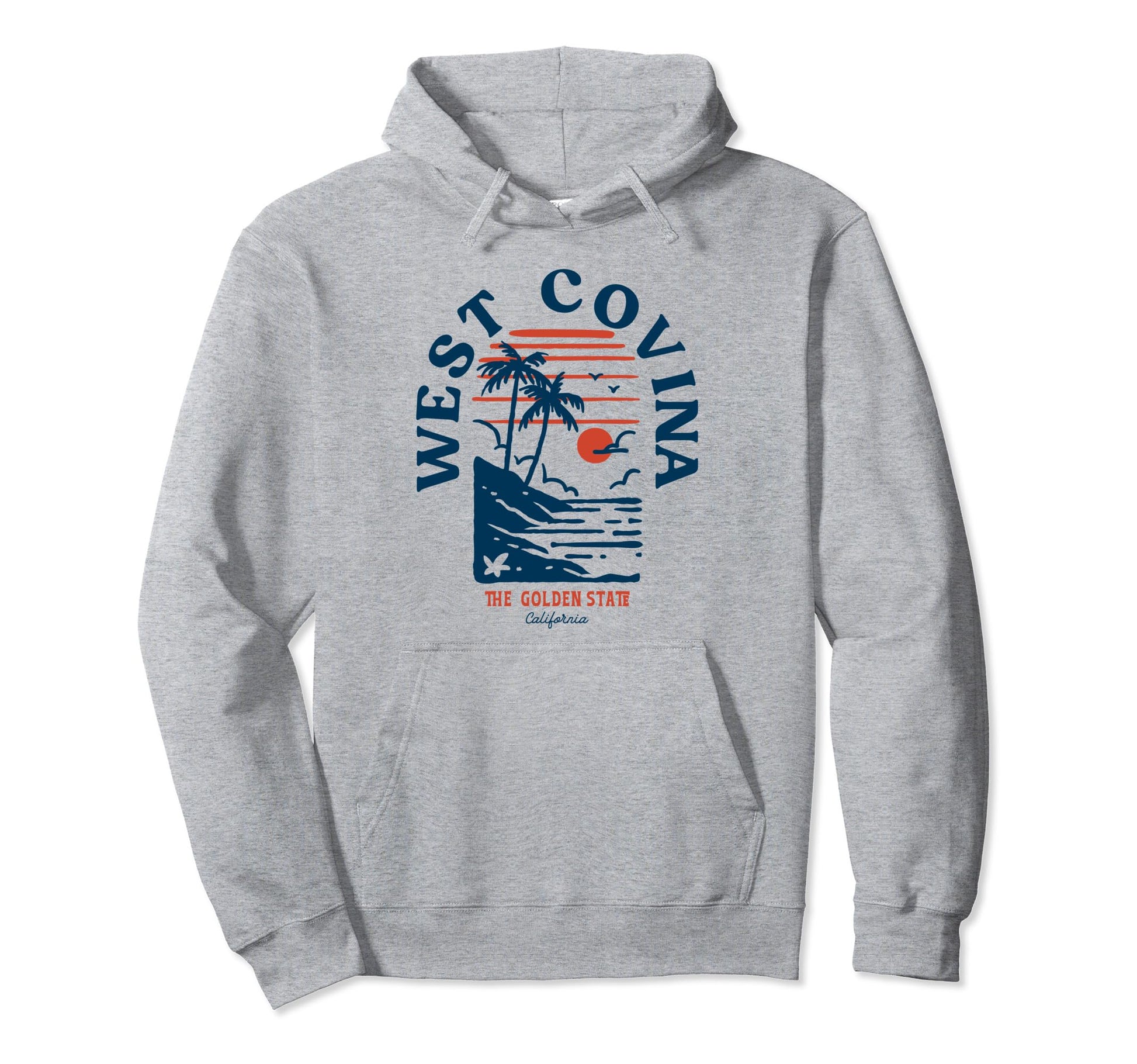 West Covina California Surfer Beach Hoodie - Custom Art Print Unisex - T-Shirt, Sweatshirt, Hoodie