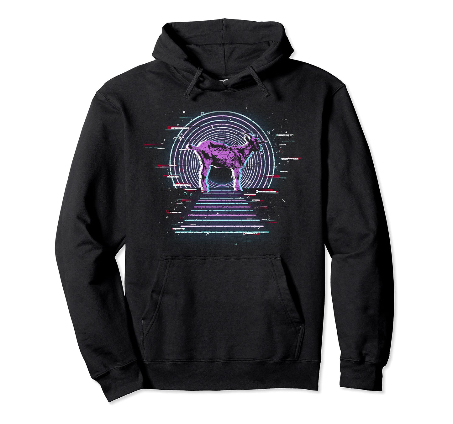 Farm Animal Synthwave Goat 90S Hoodie - Unique Graphic for Adults - T-Shirt, Sweatshirt, Hoodie