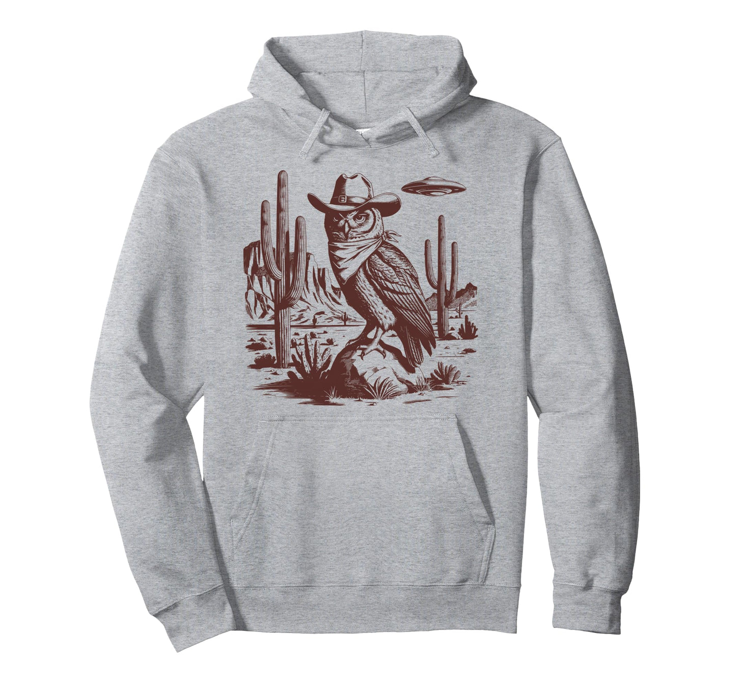 Owl Ufo Western Alien 90S Cowboy Hoodie - Graphic Print Unisex - T-Shirt, Sweatshirt, Hoodie