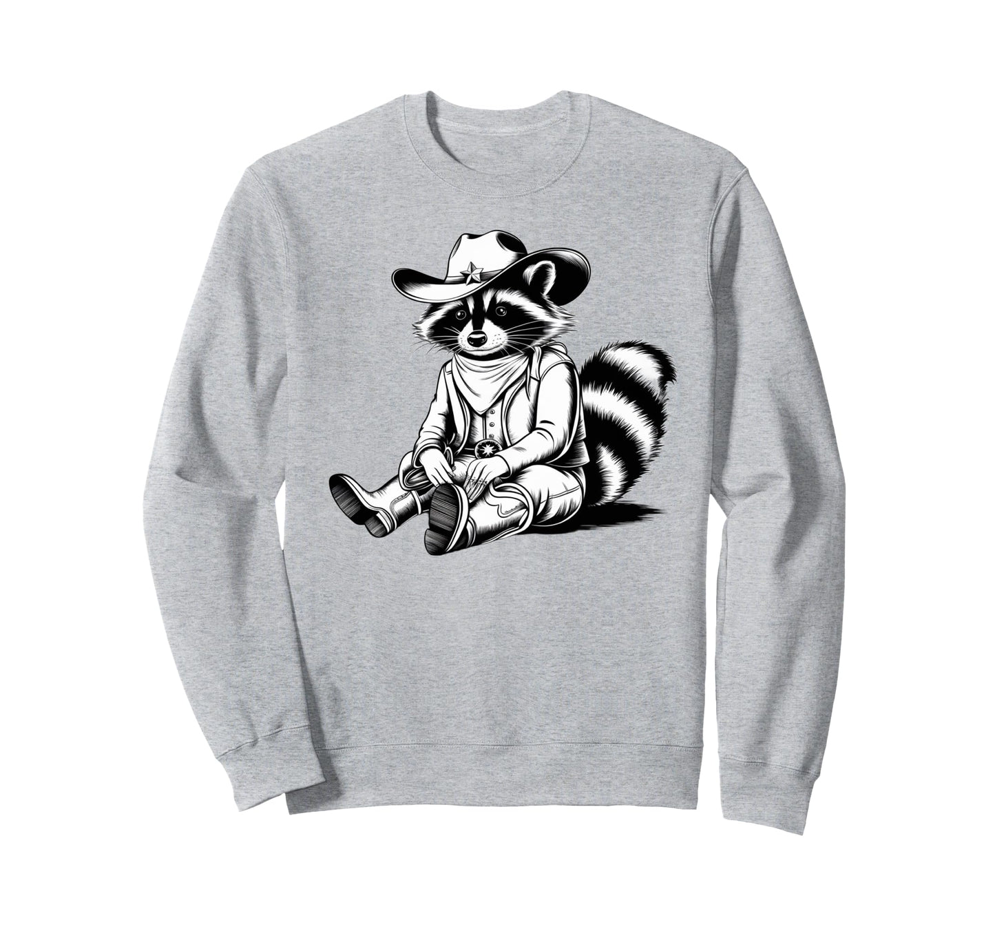 Raccoon Cowboy Trash Panda Western Sweatshirt - Unique Graphic Men Women - T-Shirt, Sweatshirt, Hoodie
