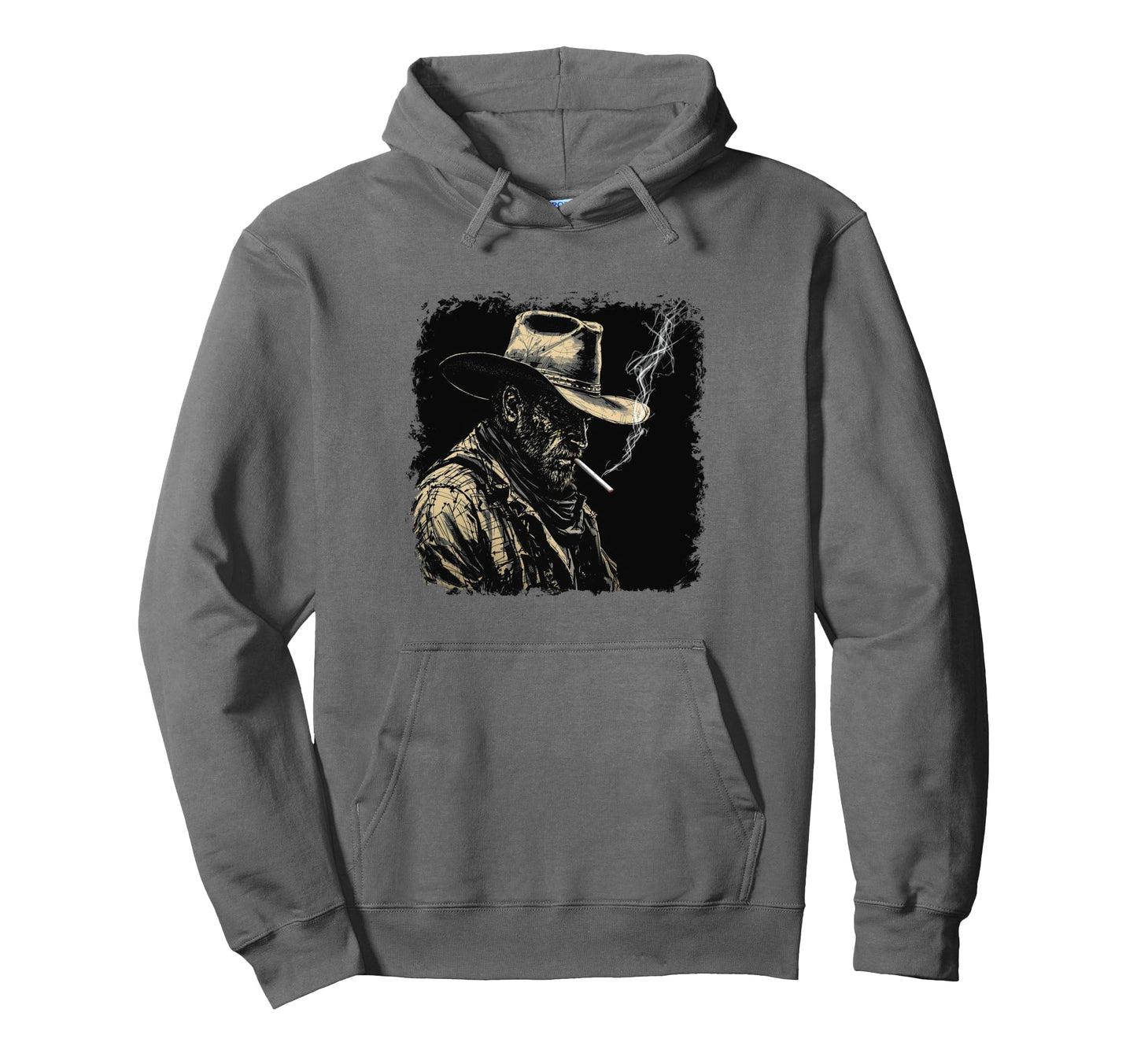 Cowboy Smoking Rugged Hoodie - Trendy Graphic Men Women - T-Shirt, Sweatshirt, Hoodie