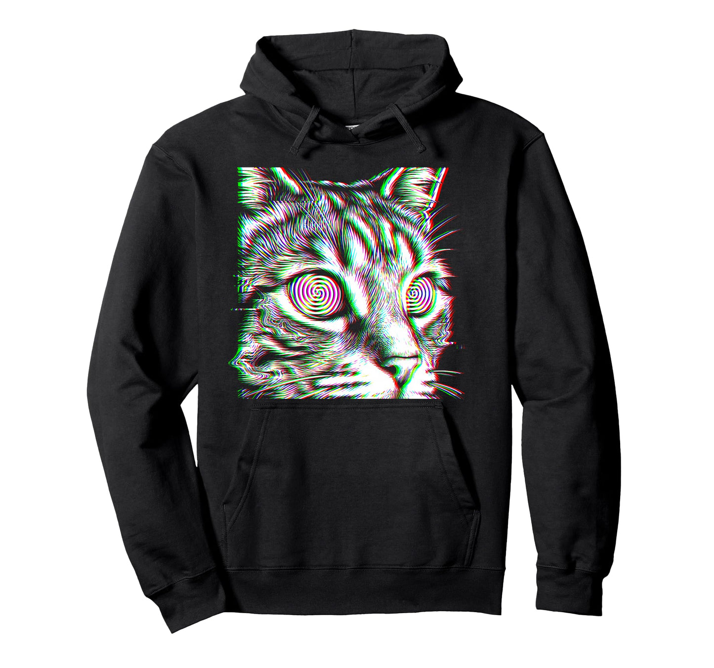 Glitch Cat Rave Party Edm Techno House Hoodie - Unique Graphic Men Women - T-Shirt, Sweatshirt, Hoodie