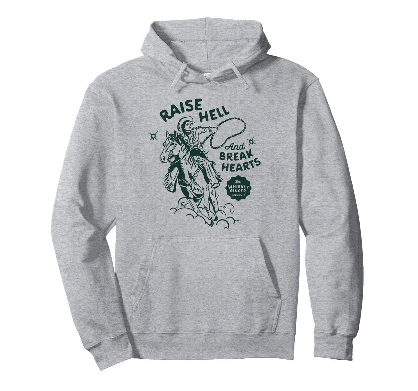 Raise Hell Break Hearts Western Hoodie - Fun Novelty Design for Adults - T-Shirt, Sweatshirt, Hoodie