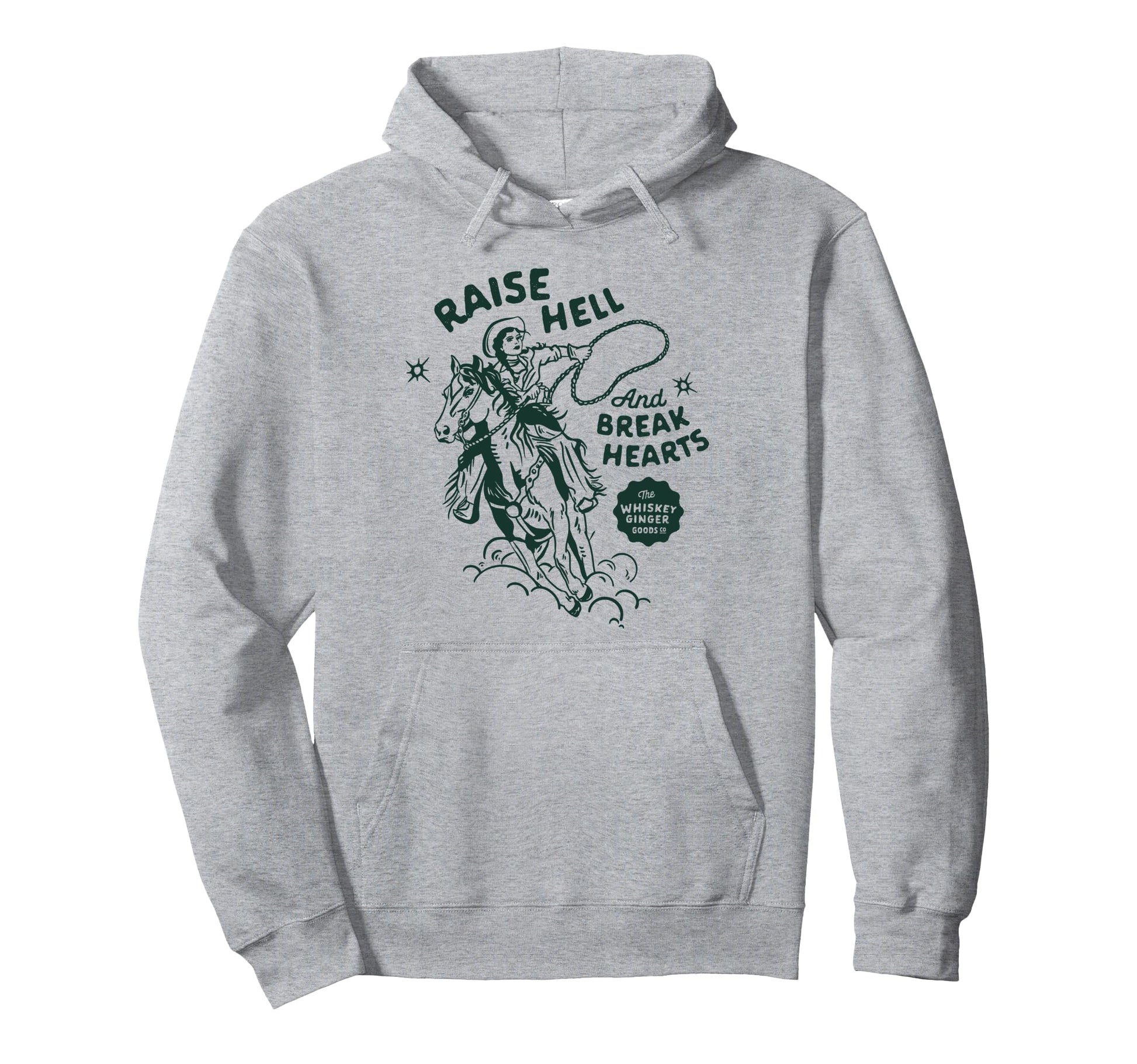 Raise Hell Break Hearts Western Hoodie - Fun Novelty Design for Adults - T-Shirt, Sweatshirt, Hoodie