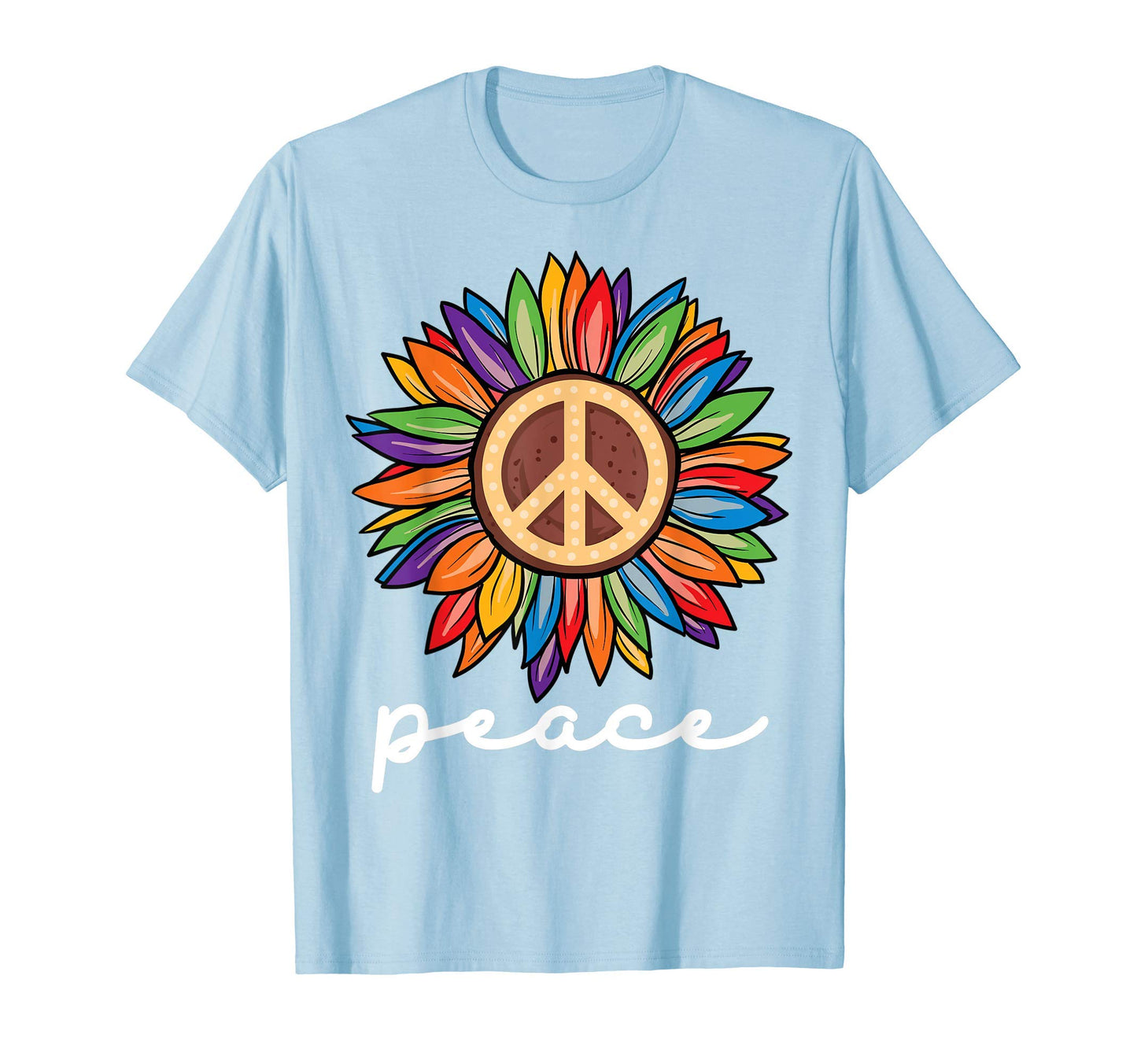 Sunflower Flower Peace Sign World T-Shirt - Aesthetic Graphic for Adults - T-Shirt, Sweatshirt, Hoodie