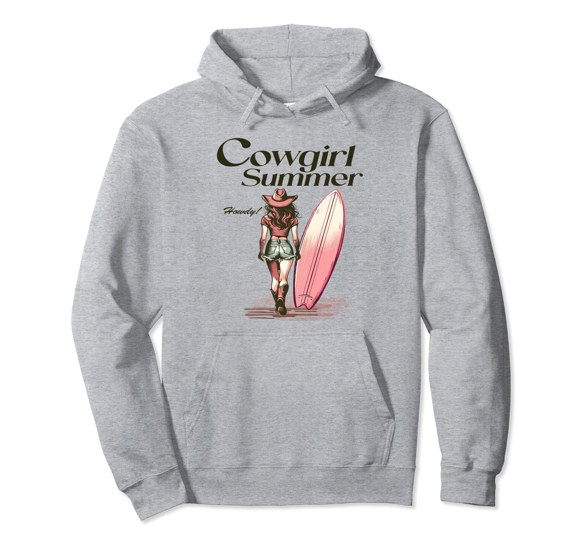 Cowgirl Summer Surfboard Western Texas Hoodie - Minimalist Print Unisex - T-Shirt, Sweatshirt, Hoodie