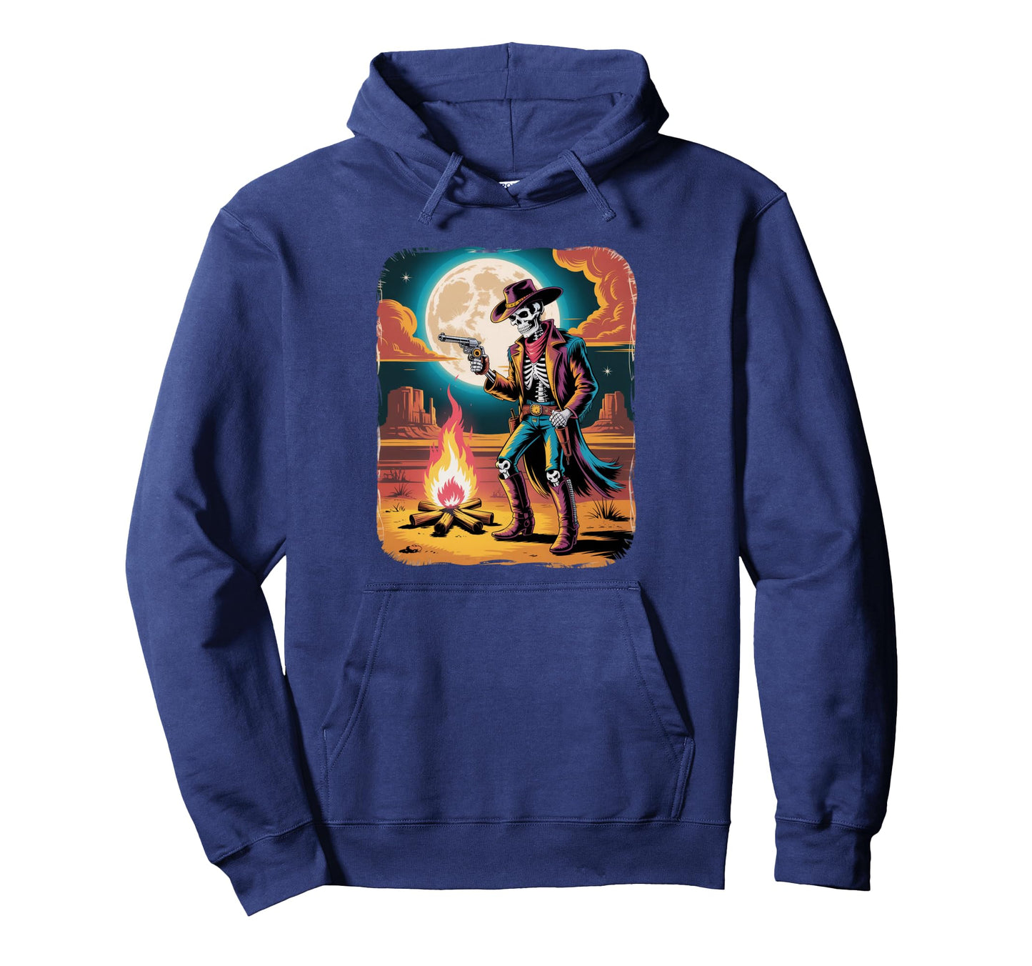 90S Airbrushed Skeleton Cowboy Hoodie - Aesthetic Graphic Men Women - T-Shirt, Sweatshirt, Hoodie
