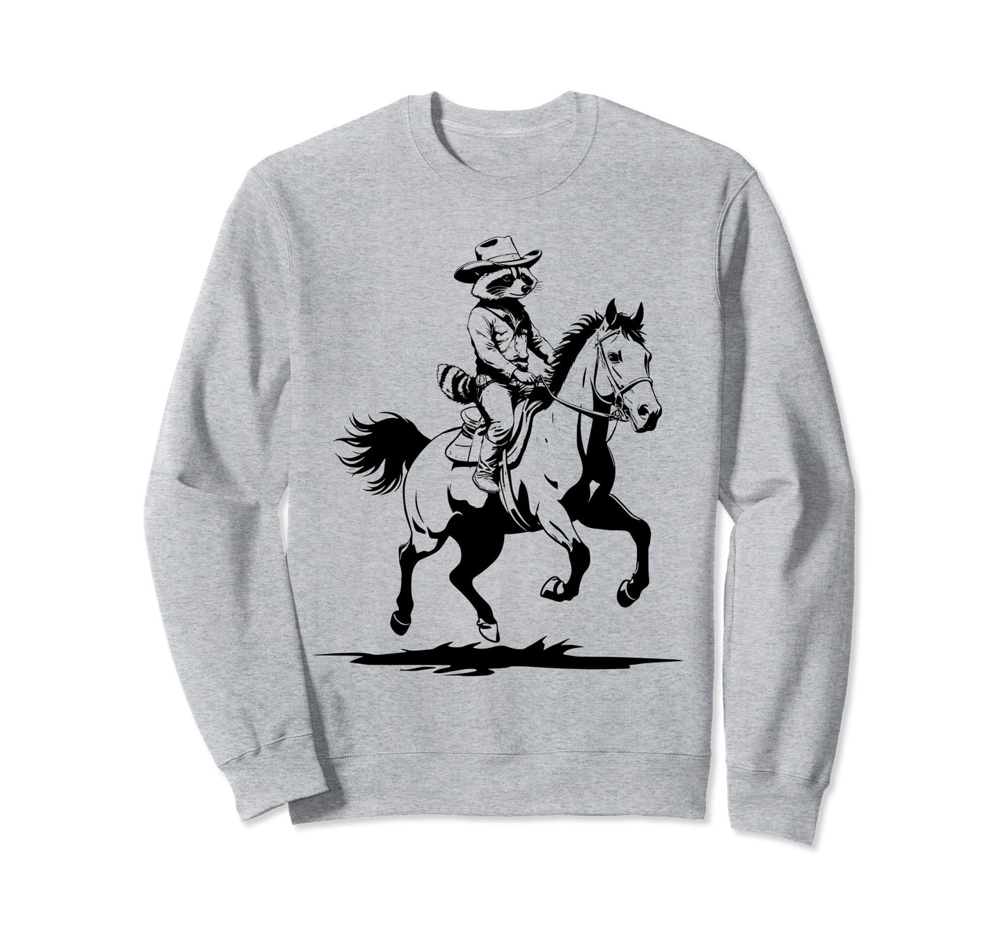Cowboy Raccoon Riding Horse Western Sweatshirt - Aesthetic Graphic Unisex - T-Shirt, Sweatshirt, Hoodie