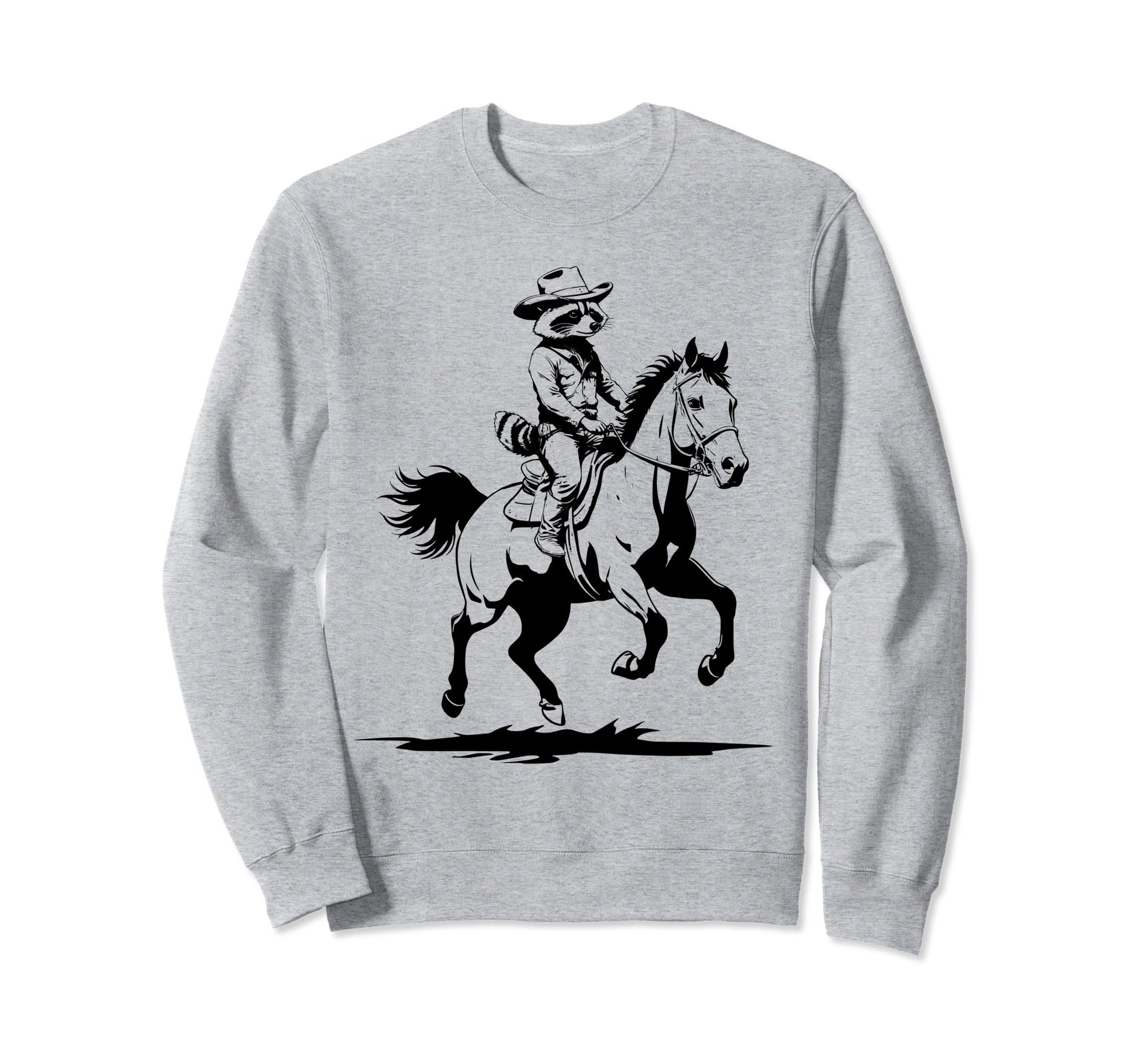 Cowboy Raccoon Riding Horse Western Sweatshirt - Aesthetic Graphic Unisex - T-Shirt, Sweatshirt, Hoodie