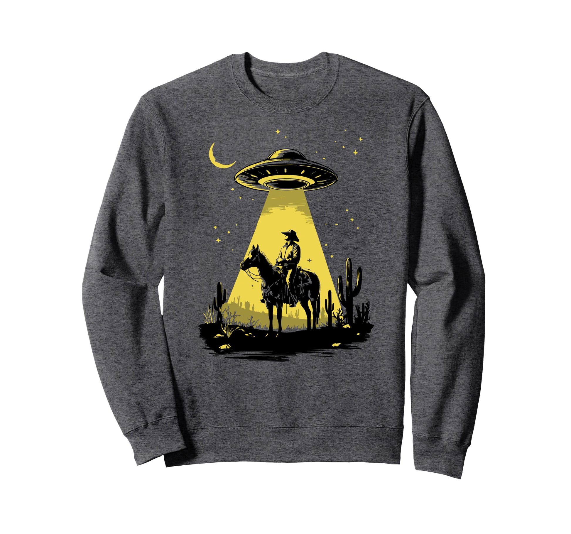 Cowboy Ufo Abduction Wild West Sweatshirt - Custom Art Print Unisex - T-Shirt, Sweatshirt, Hoodie