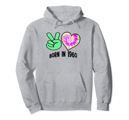Birthday Born 1960 Swirl Tie Dye Hoodie - Fun Novelty Design Men Women - T-Shirt, Sweatshirt, Hoodie
