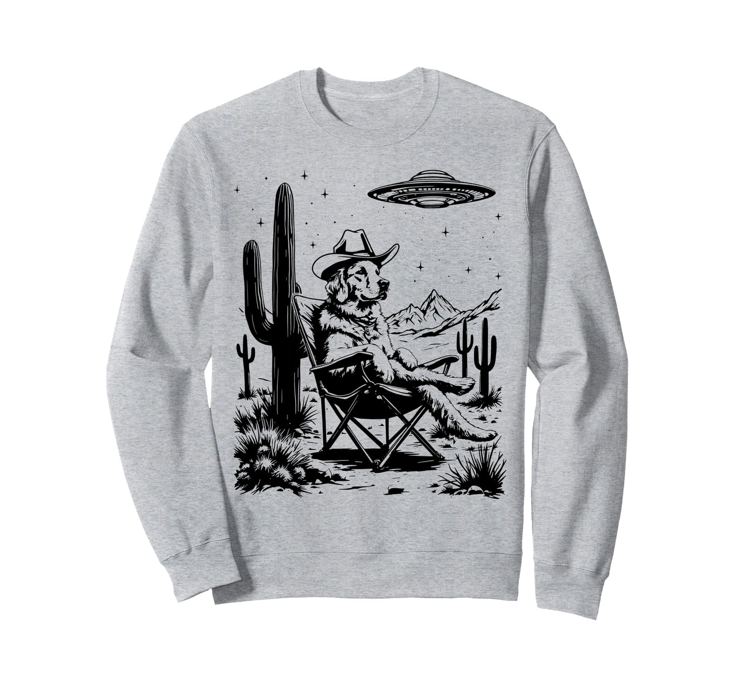 Howdy Golden Retriever Ufo Cowboy Sweatshirt - Unique Graphic Men Women - T-Shirt, Sweatshirt, Hoodie