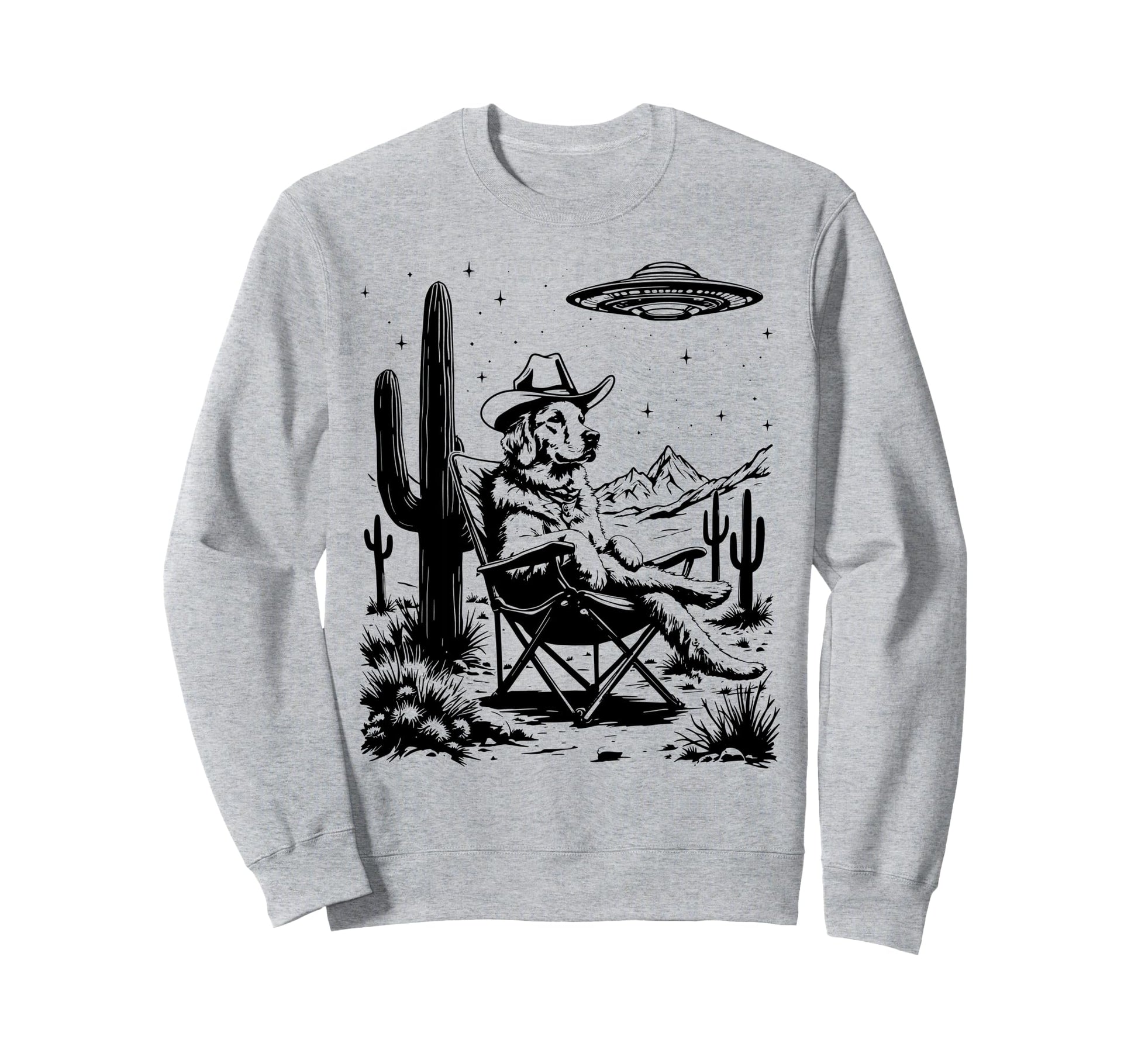 Howdy Golden Retriever Ufo Cowboy Sweatshirt - Unique Graphic Men Women - T-Shirt, Sweatshirt, Hoodie