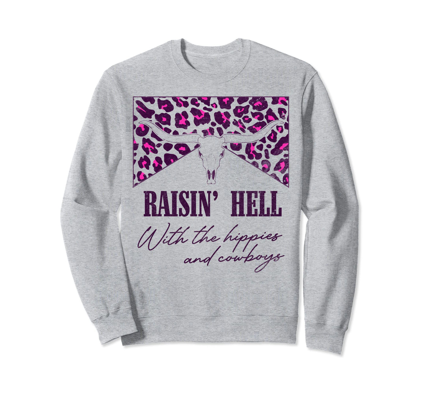 Leopard Raising Hell Hippies And Sweatshirt - Novelty Apparel for Adults - T-Shirt, Sweatshirt, Hoodie