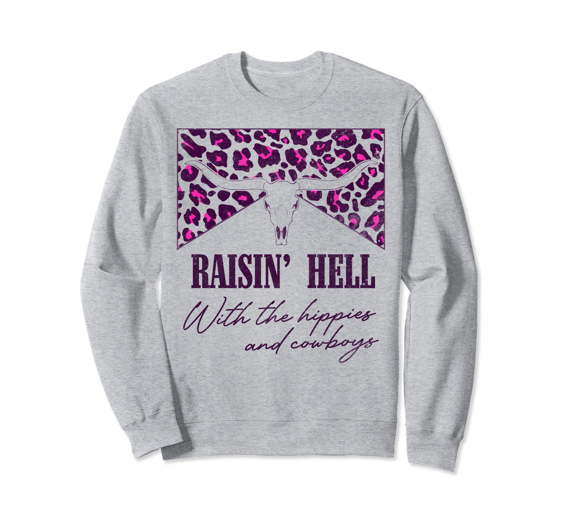 Leopard Raising Hell Hippies And Sweatshirt - Novelty Apparel for Adults - T-Shirt, Sweatshirt, Hoodie