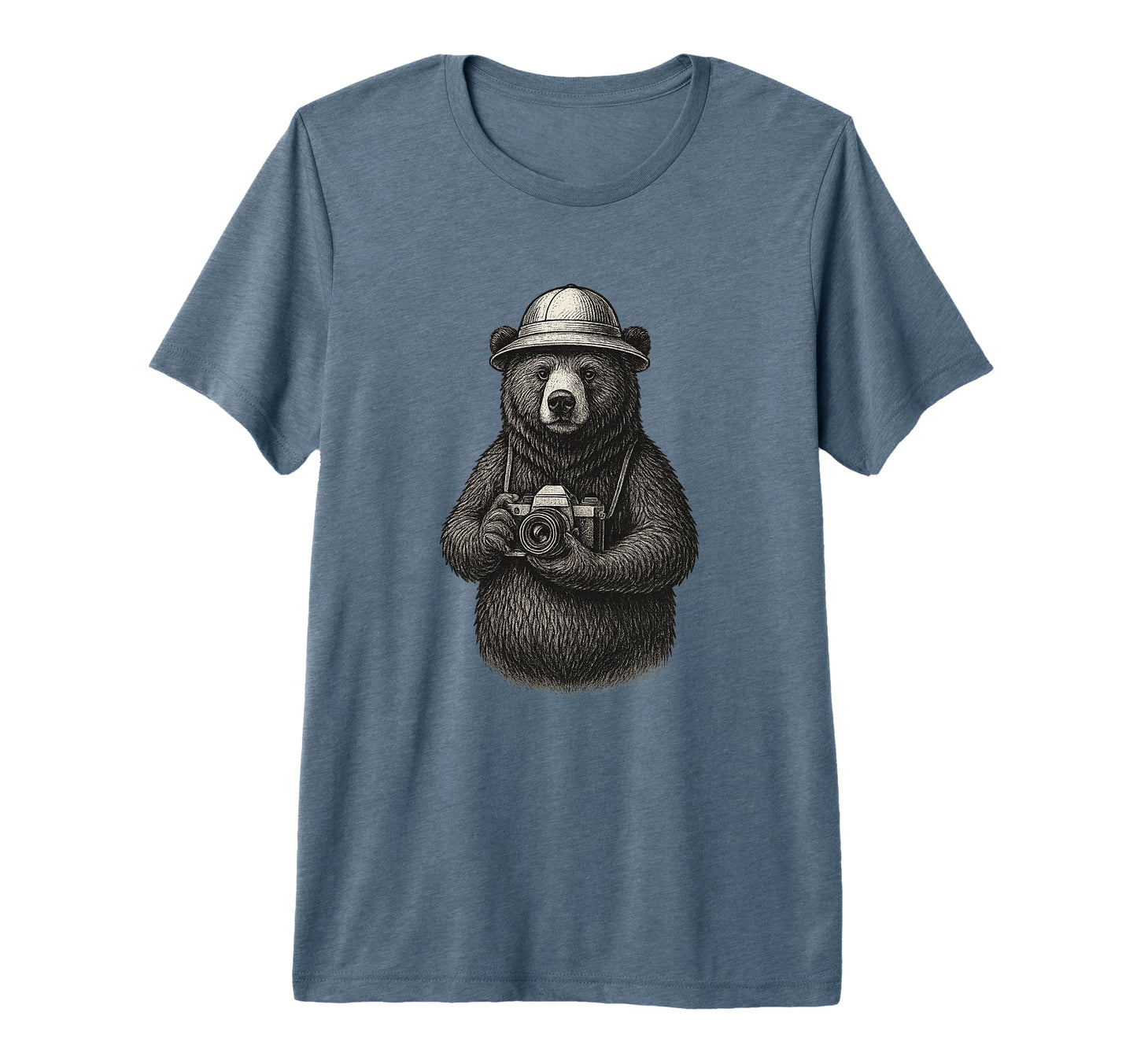 Explorer Bear Camera Adventure Tri T-Shirt - Fun Novelty Design for Adults - T-Shirt, Sweatshirt, Hoodie