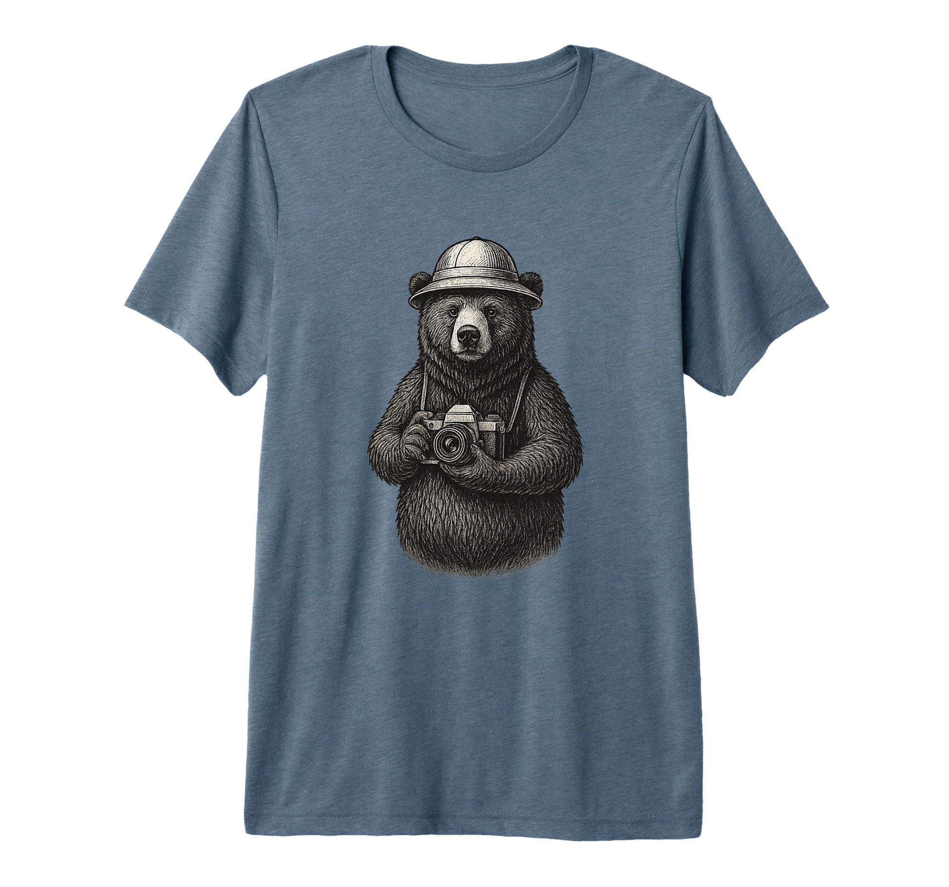 Explorer Bear Camera Adventure Tri T-Shirt - Fun Novelty Design for Adults - T-Shirt, Sweatshirt, Hoodie