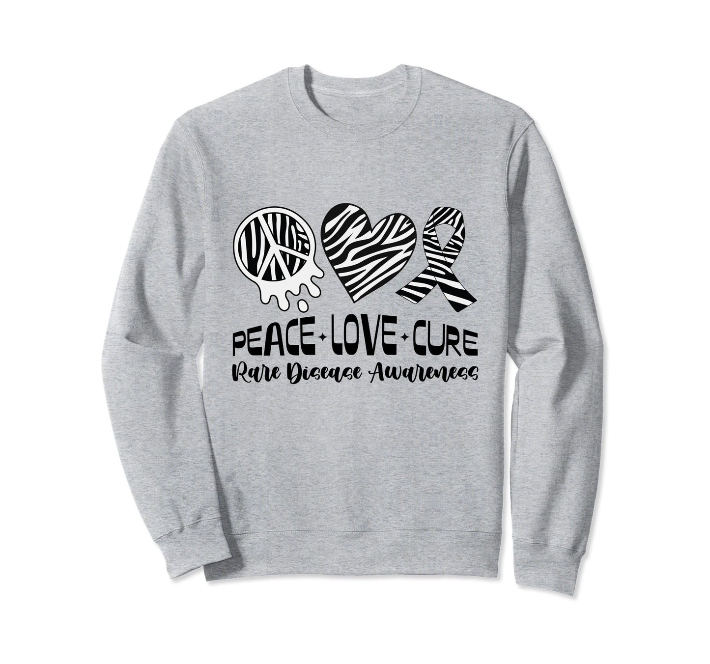 Rare Disease Awareness Peace Love Sweatshirt - Aesthetic Graphic Men Women - T-Shirt, Sweatshirt, Hoodie