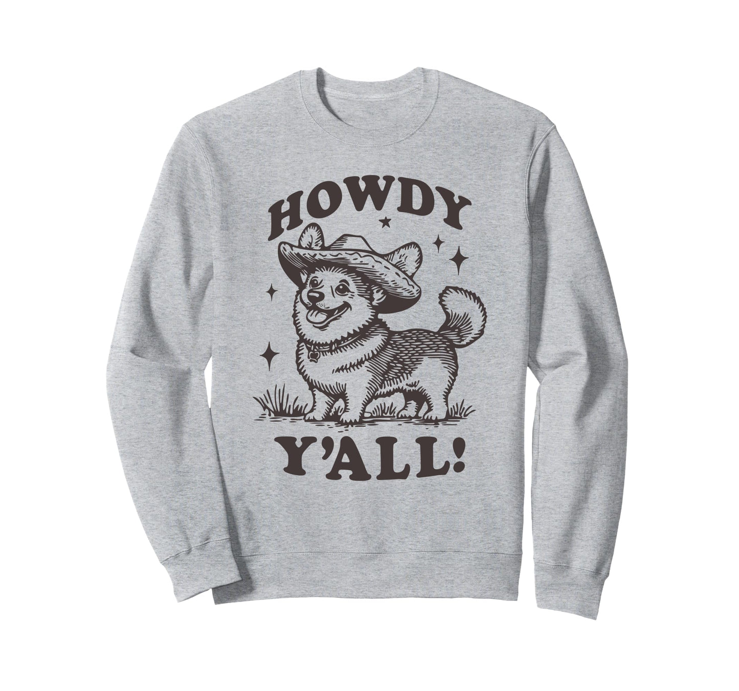 Cowboy Corgi Howdy Yall Western Sweatshirt - Minimalist Print for Adults - T-Shirt, Sweatshirt, Hoodie