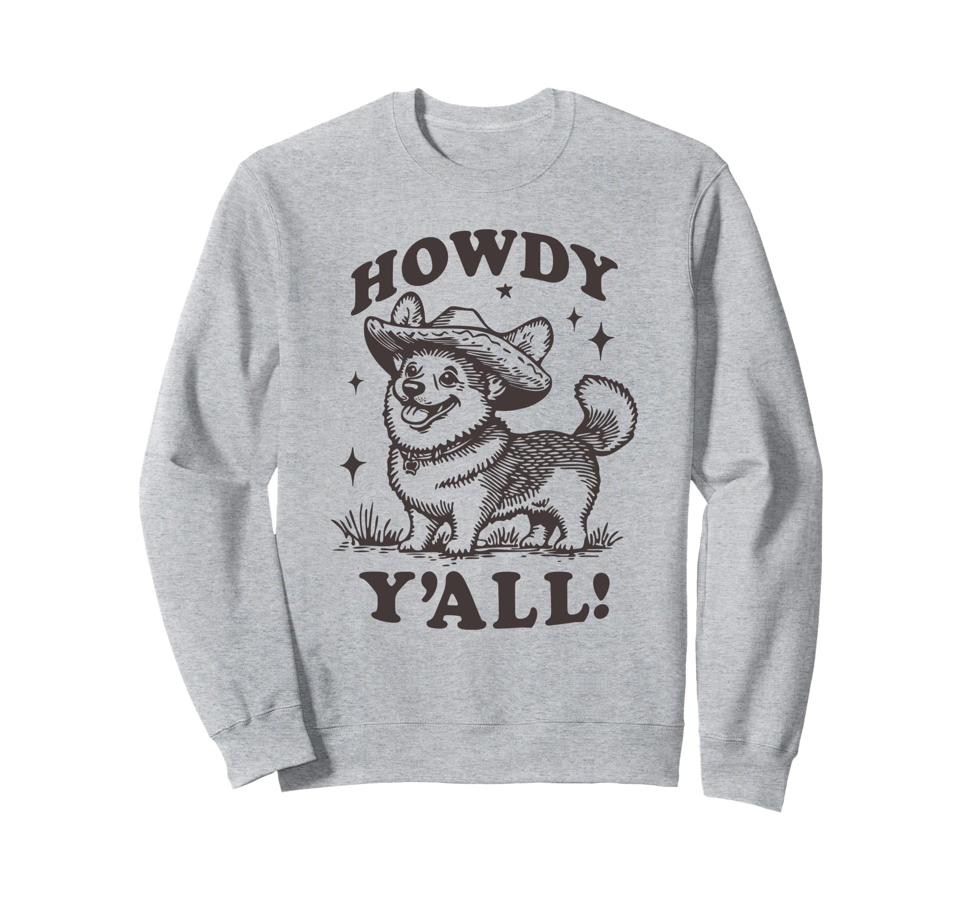 Cowboy Corgi Howdy Yall Western Sweatshirt - Minimalist Print for Adults - T-Shirt, Sweatshirt, Hoodie