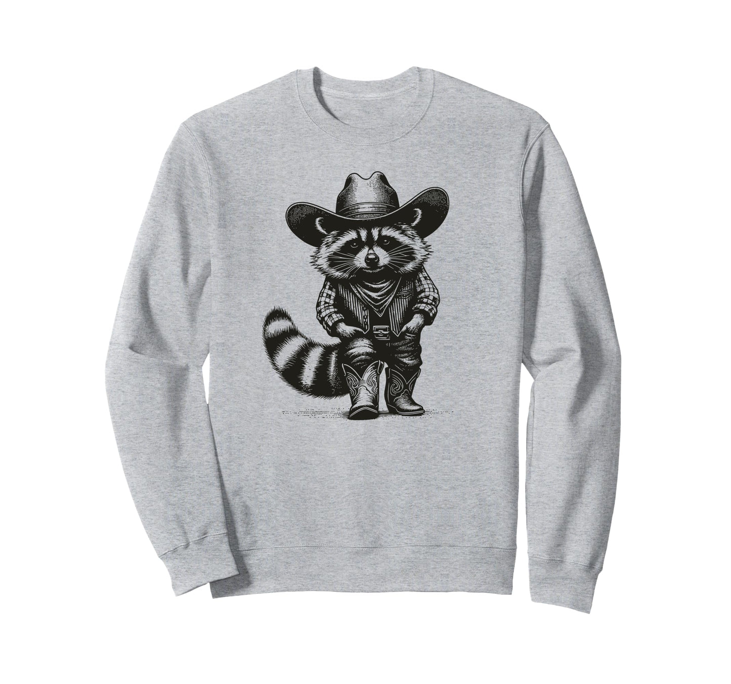 Country Raccoon Cowboy Cowgirl Sweatshirt - Fun Novelty Design for Adults - T-Shirt, Sweatshirt, Hoodie