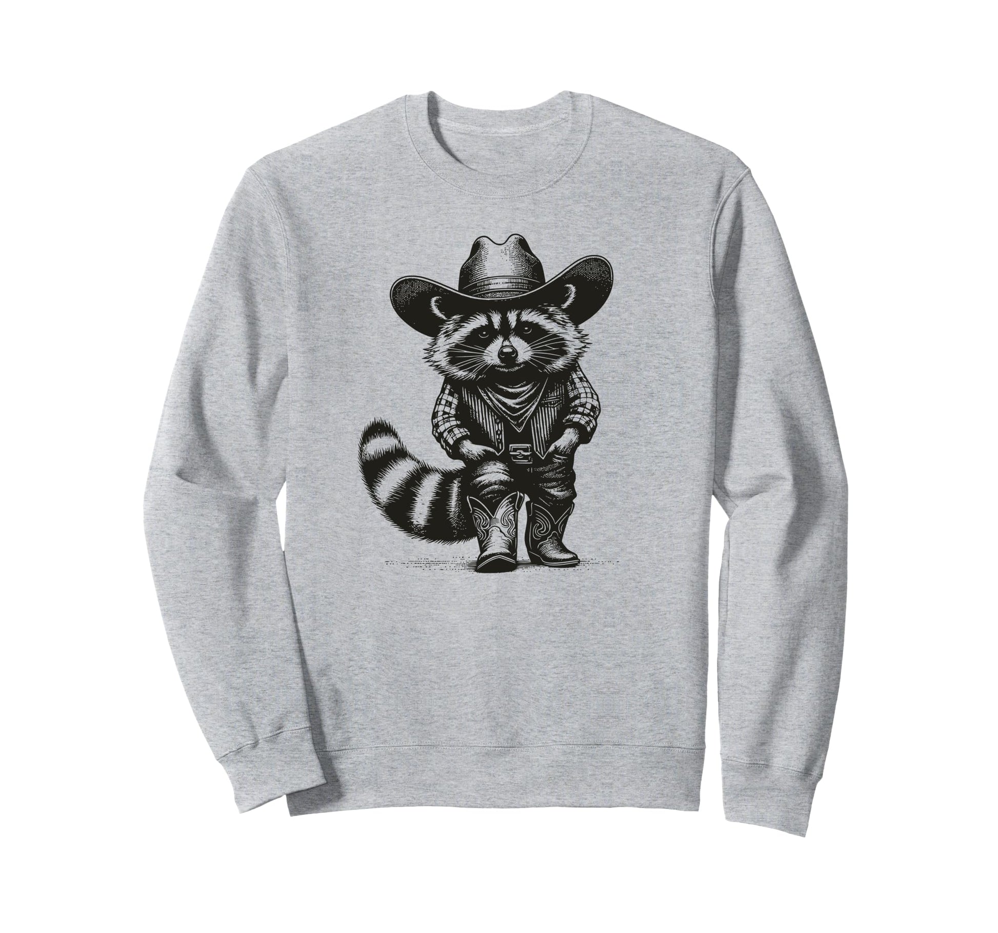 Country Raccoon Cowboy Cowgirl Sweatshirt - Fun Novelty Design for Adults - T-Shirt, Sweatshirt, Hoodie