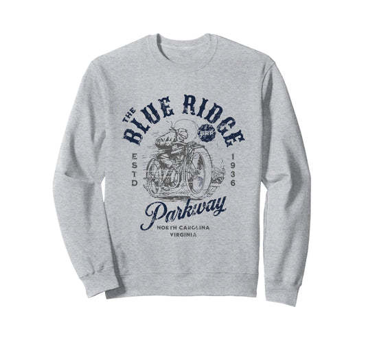 Blue Ridge Parkway Brp Motorcycle Sweatshirt - Custom Art Print for Adults - T-Shirt, Sweatshirt, Hoodie