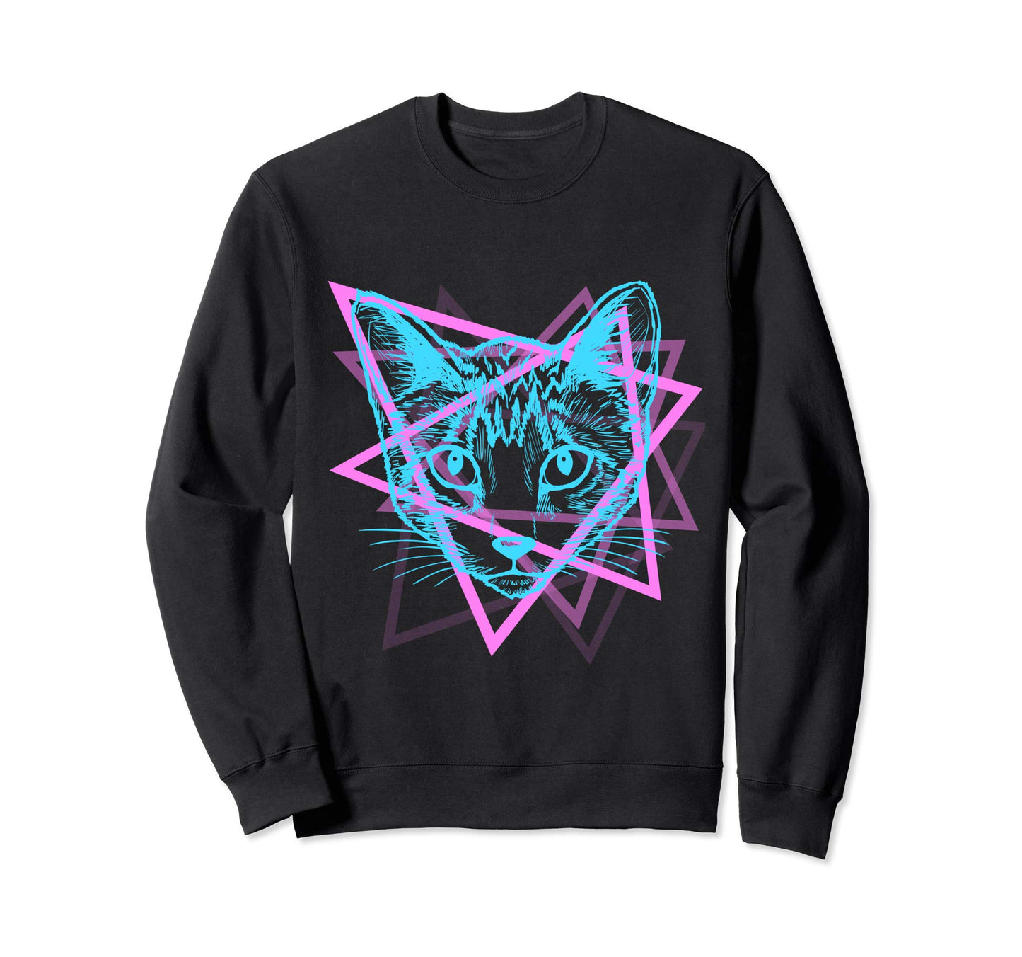 Psychedelic Rave Cat Abstract Sweatshirt - Casual Everyday Wear Men Women - T-Shirt, Sweatshirt, Hoodie