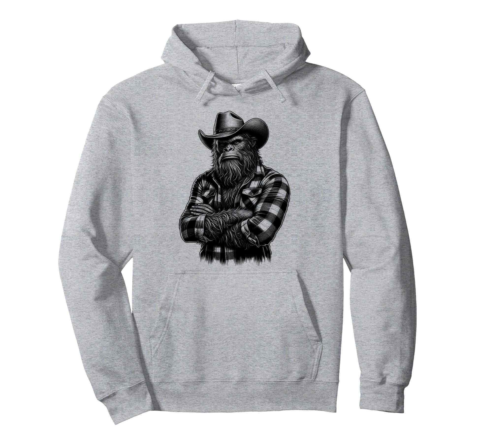 Bigfoot Sasquatch Funny Cowboy Cryptid Hoodie - Fun Novelty Design Unisex - T-Shirt, Sweatshirt, Hoodie