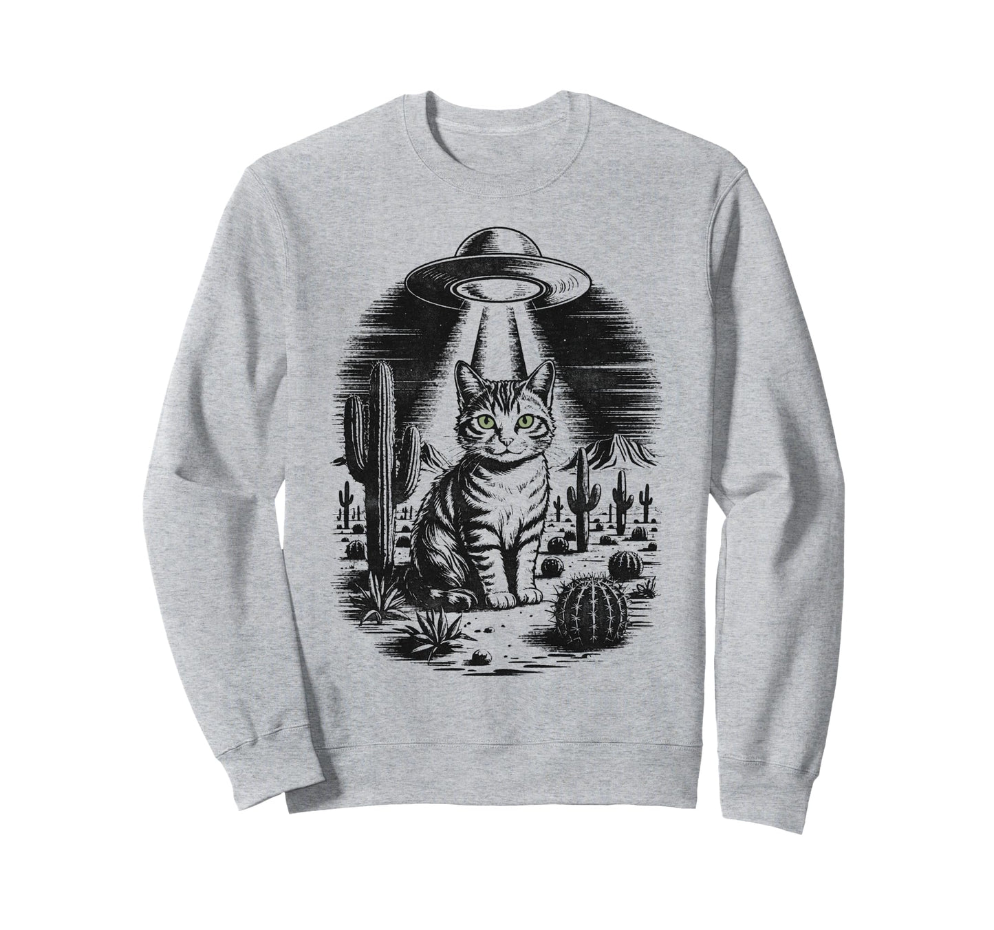 Funny Cat Western Ufo Cowboy Cat Sweatshirt - Aesthetic Graphic Unisex - T-Shirt, Sweatshirt, Hoodie