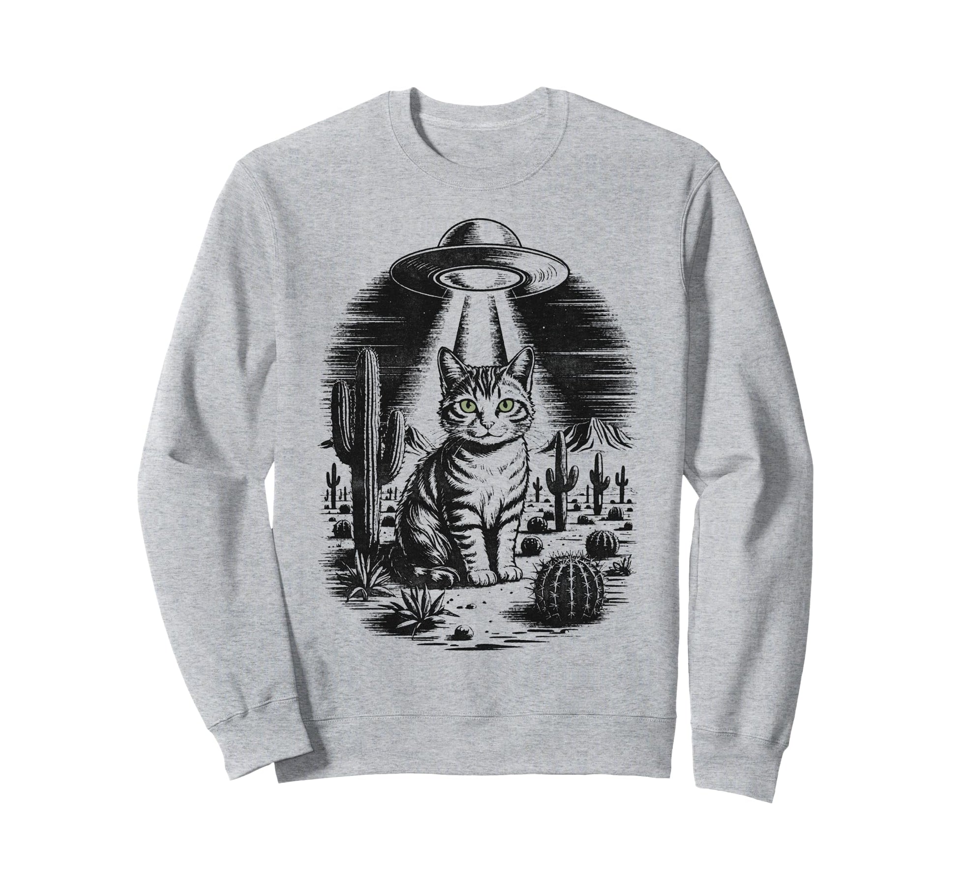 Funny Cat Western Ufo Cowboy Cat Sweatshirt - Aesthetic Graphic Unisex - T-Shirt, Sweatshirt, Hoodie