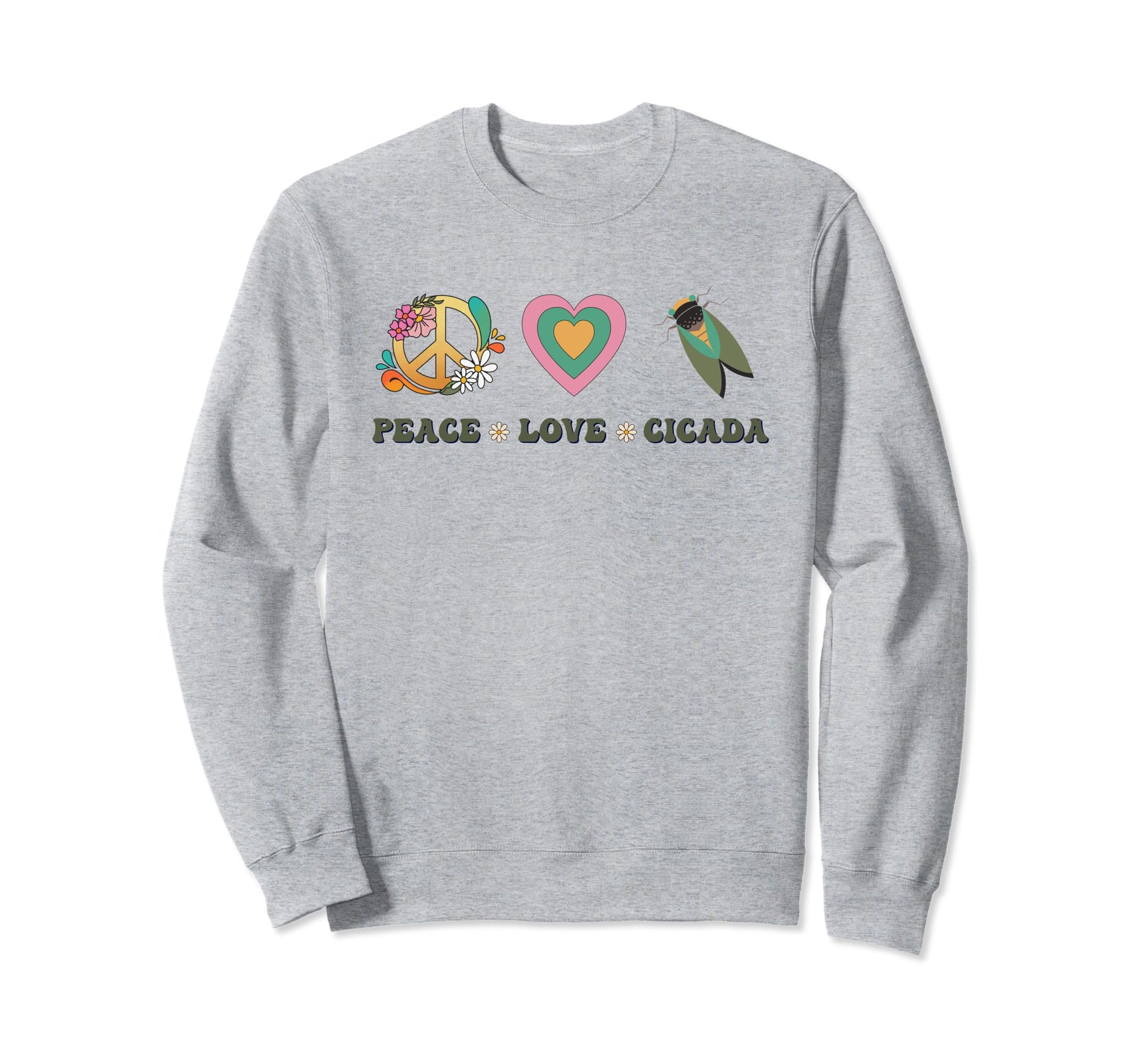 Boho Peace Love Cicada Hippy Groovy Sweatshirt - Novelty Apparel Unisex - T-Shirt, Sweatshirt, Hoodie