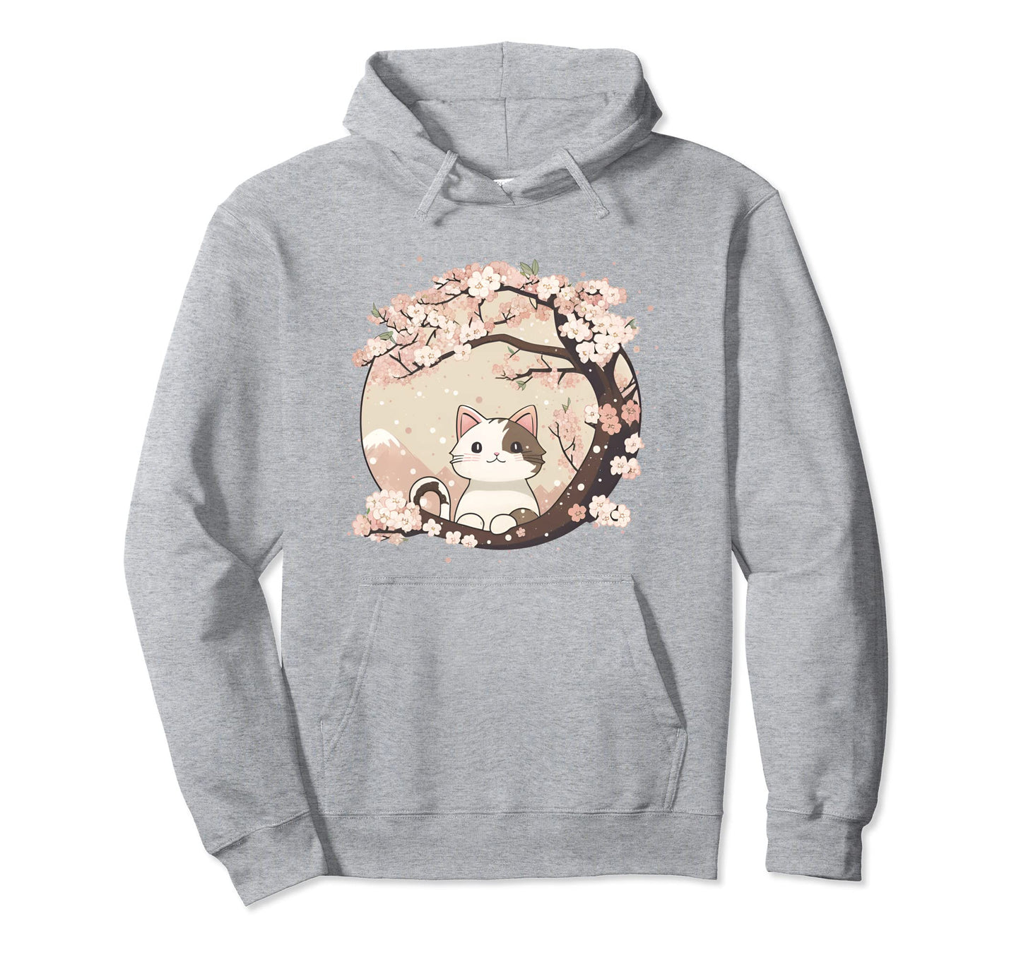 Cat Japanese Aesthetic Vaporwave Cherry Hoodie - Graphic Print for Adults - T-Shirt, Sweatshirt, Hoodie