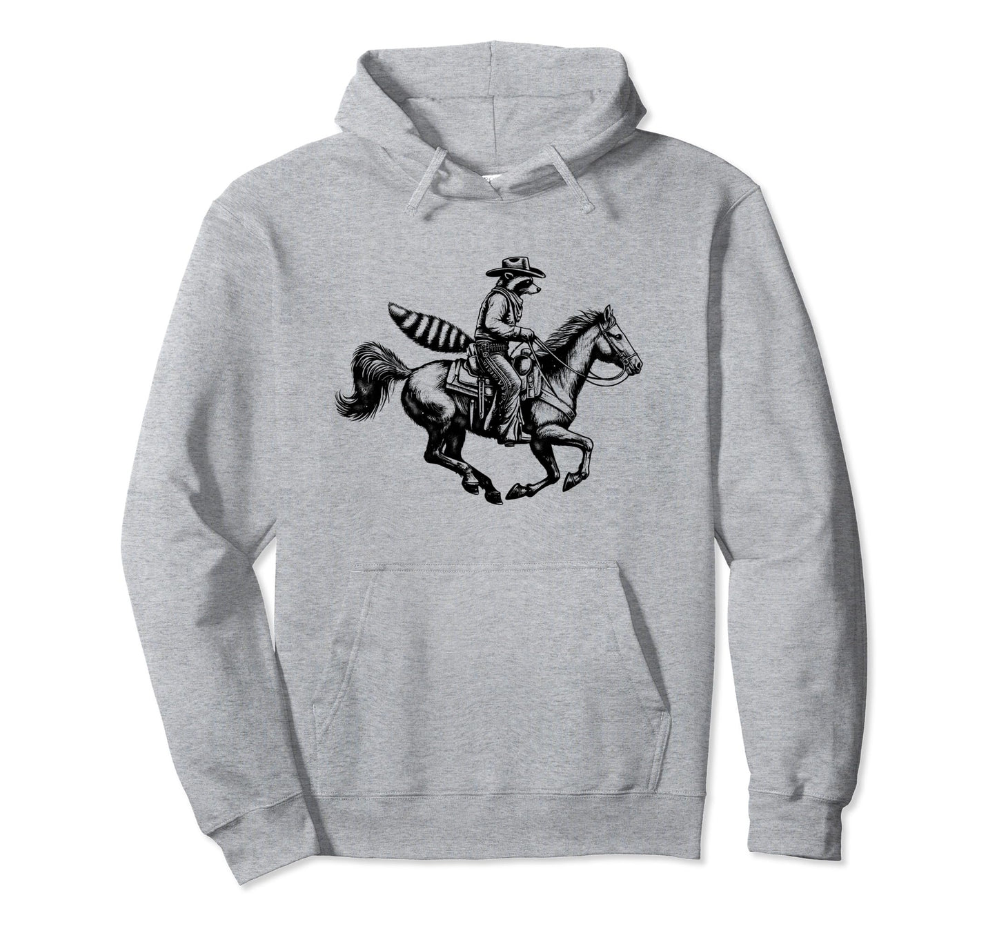 Cowboy Raccoon Riding Horse Hoodie - Unique Graphic Men Women - T-Shirt, Sweatshirt, Hoodie