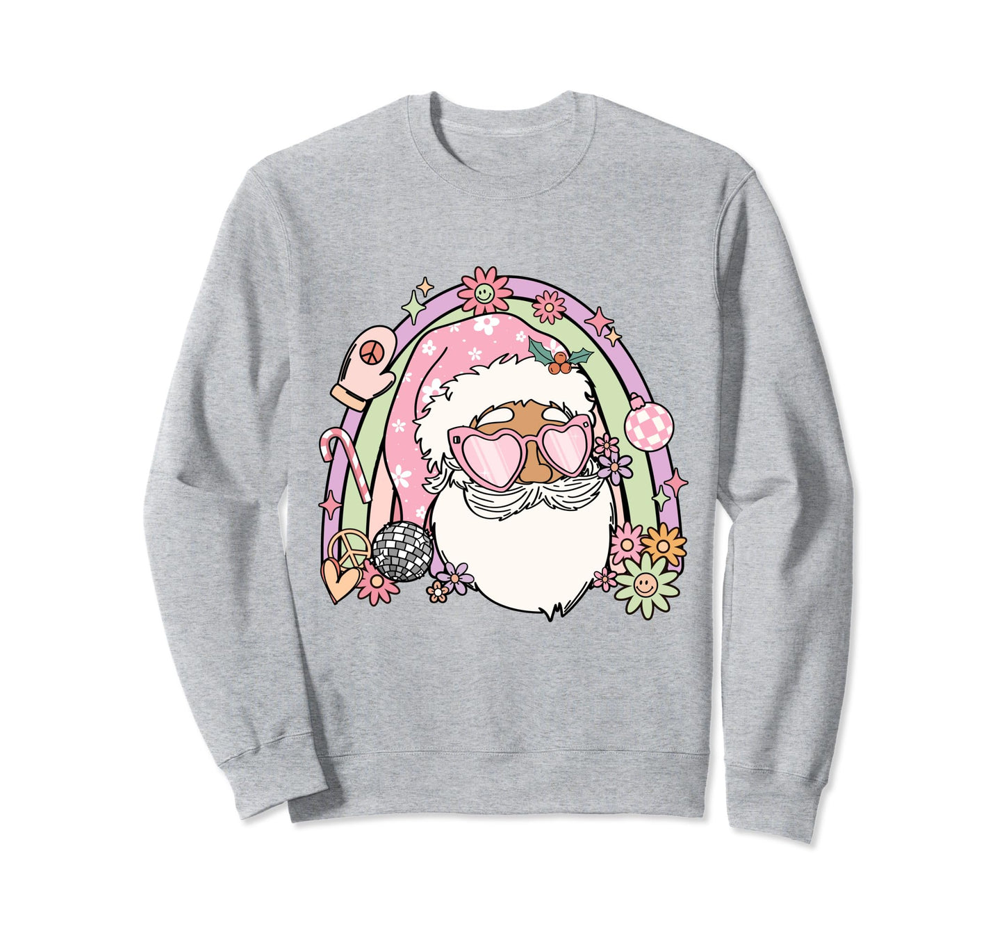 Groovy Rainbow Merry Vibes Santa Sweatshirt - Novelty Apparel Men Women - T-Shirt, Sweatshirt, Hoodie