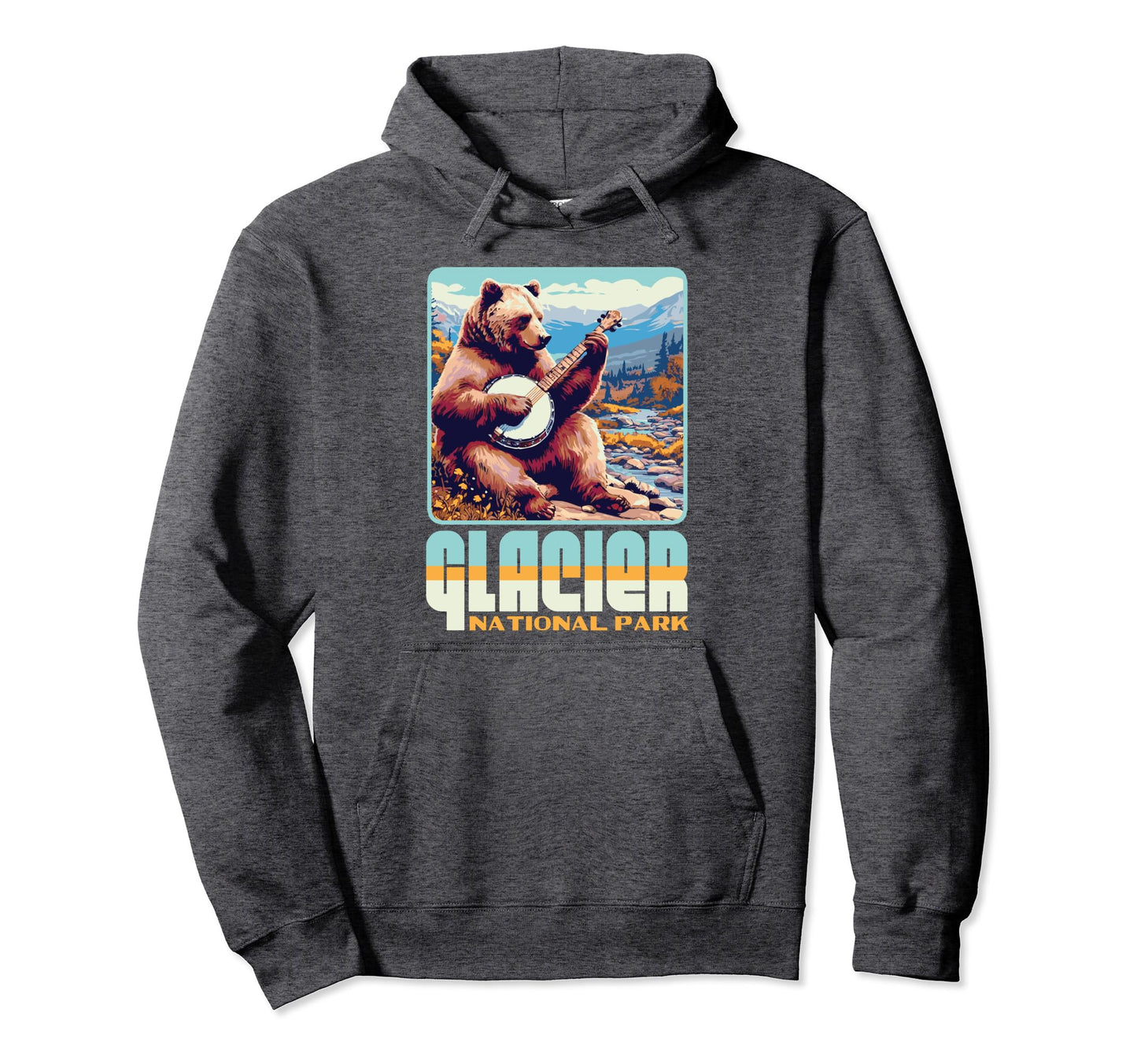 Glacier National Park Grizzly Bear Hoodie - Fun Novelty Design for Adults - T-Shirt, Sweatshirt, Hoodie