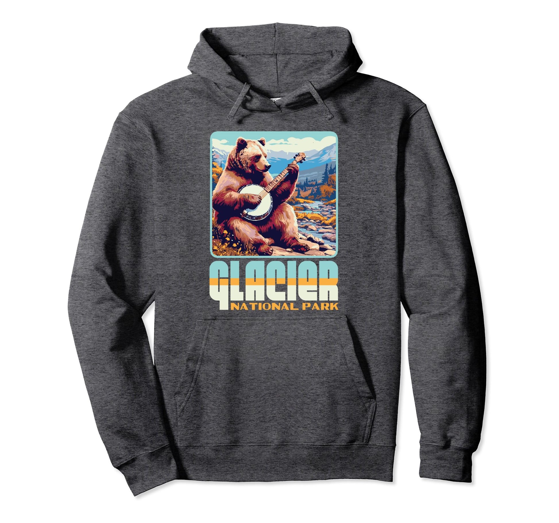 Glacier National Park Grizzly Bear Hoodie - Fun Novelty Design for Adults - T-Shirt, Sweatshirt, Hoodie