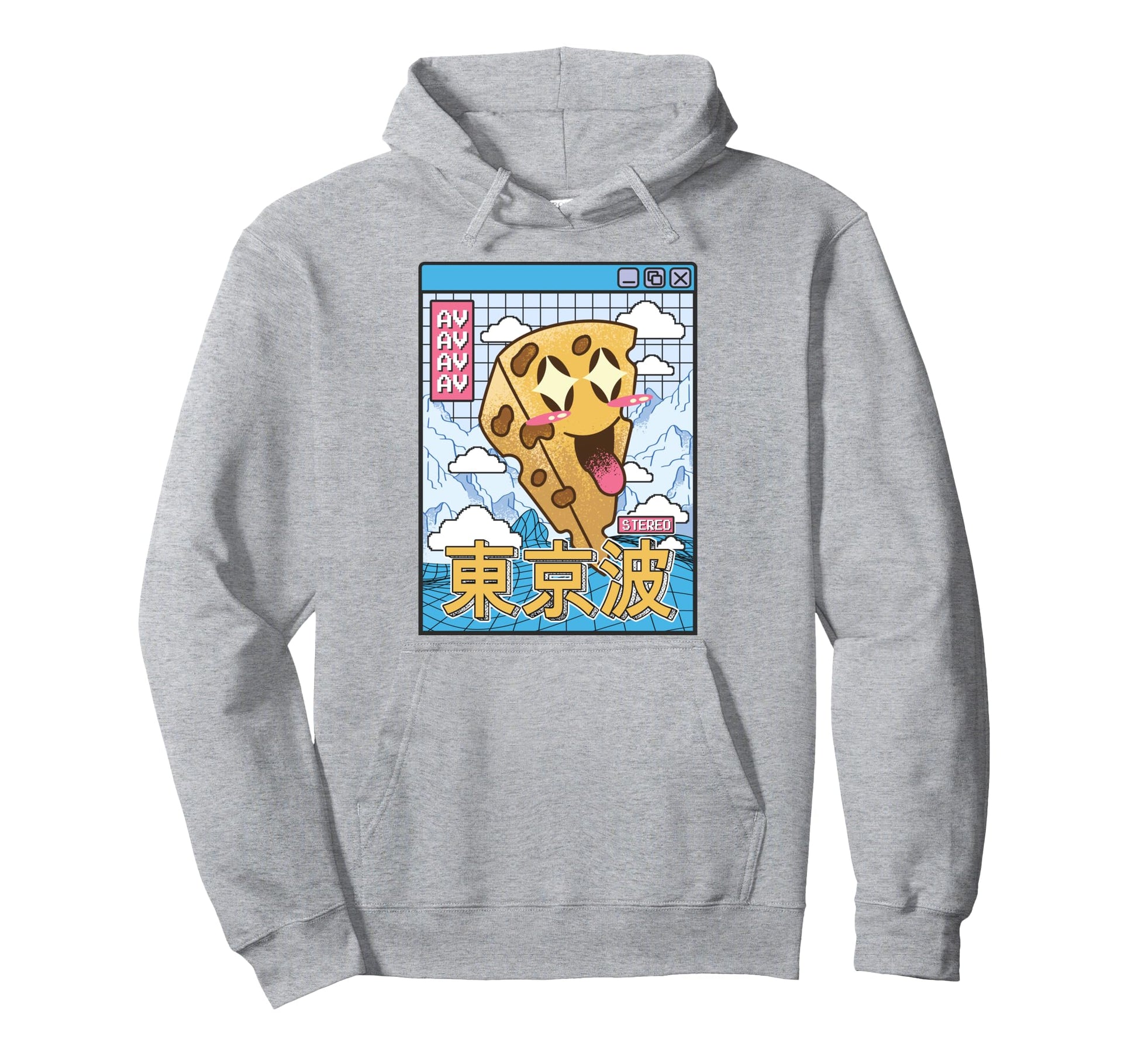 Happy Cheese Vaporwave Aesthetic Grid Hoodie - Custom Art Print for Adults - T-Shirt, Sweatshirt, Hoodie
