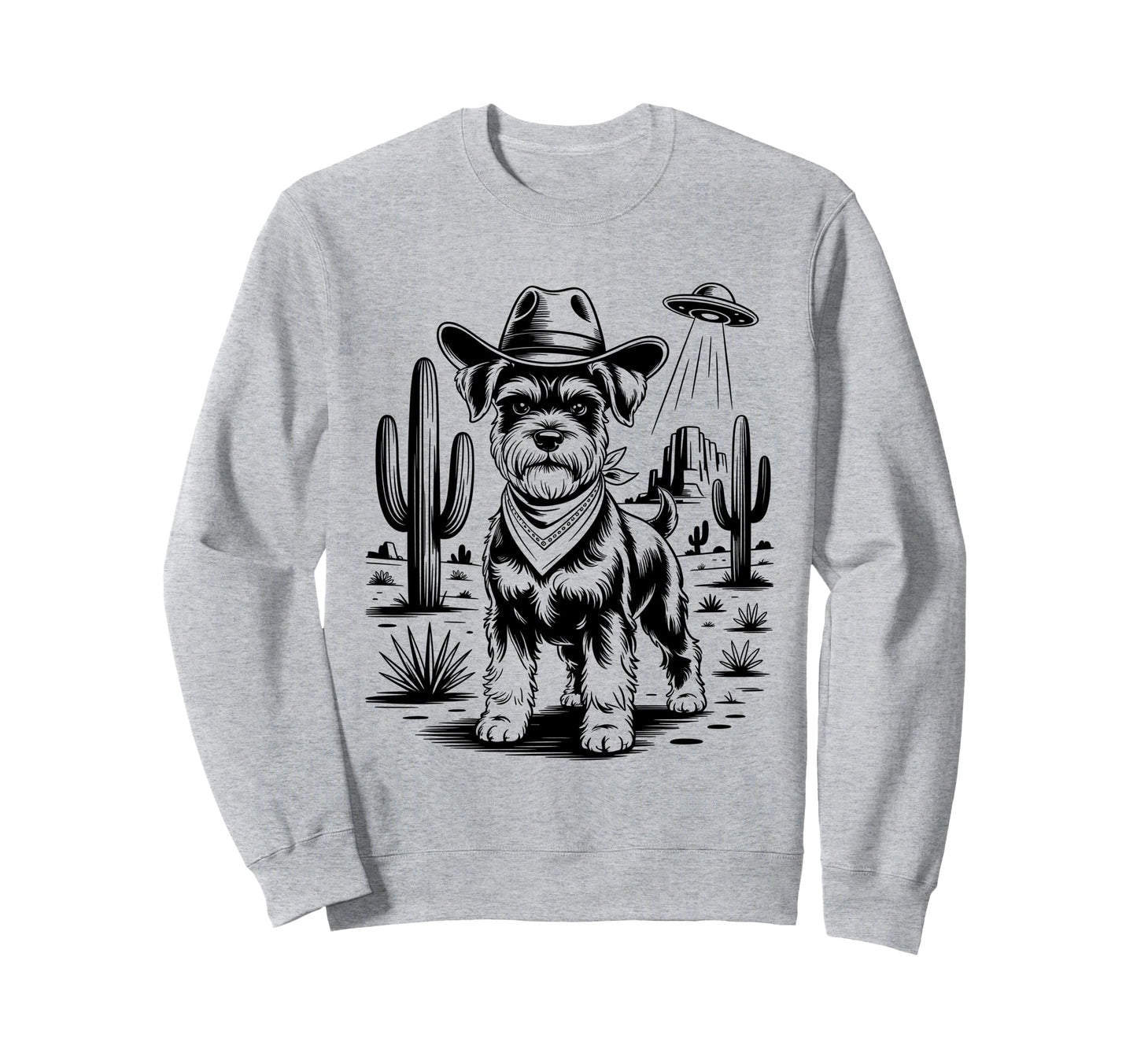 Cowboy Miniature Schnauzer Dog Sweatshirt - Aesthetic Graphic for Adults - T-Shirt, Sweatshirt, Hoodie