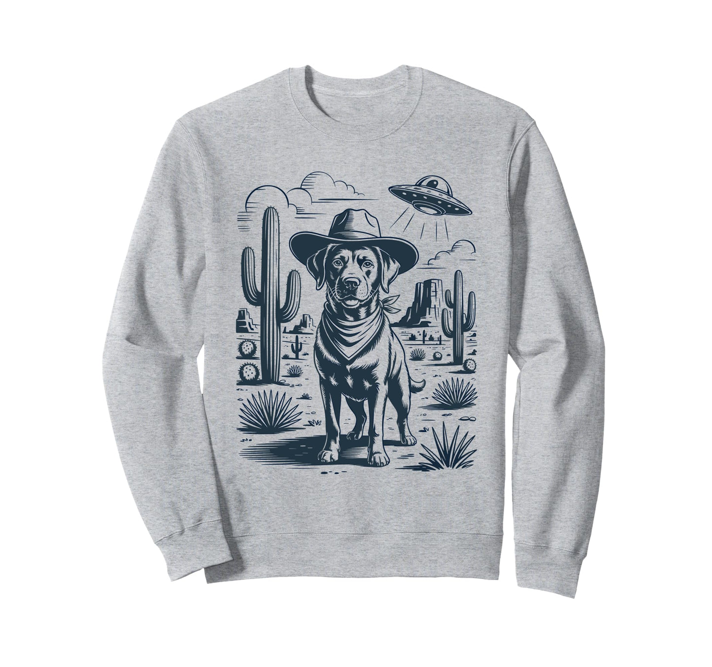 Cowboy Labrador Retriever Dog Sweatshirt - Casual Everyday Wear Men Women - T-Shirt, Sweatshirt, Hoodie