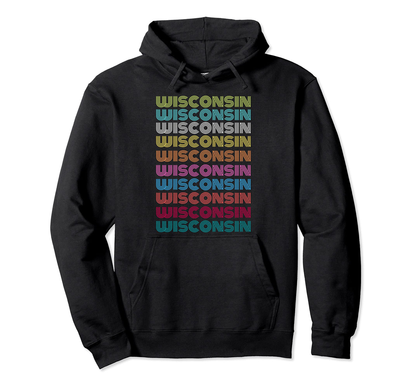Wisconsin Badger State Usa Rainbow Hoodie - Trendy Graphic for Adults - T-Shirt, Sweatshirt, Hoodie
