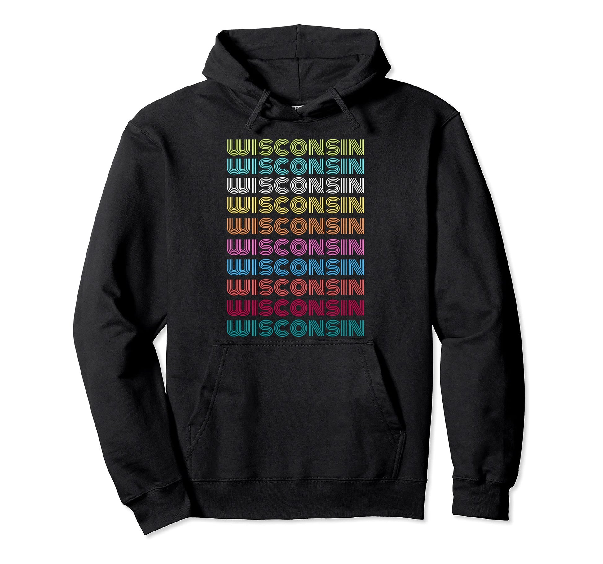 Wisconsin Badger State Usa Rainbow Hoodie - Trendy Graphic for Adults - T-Shirt, Sweatshirt, Hoodie