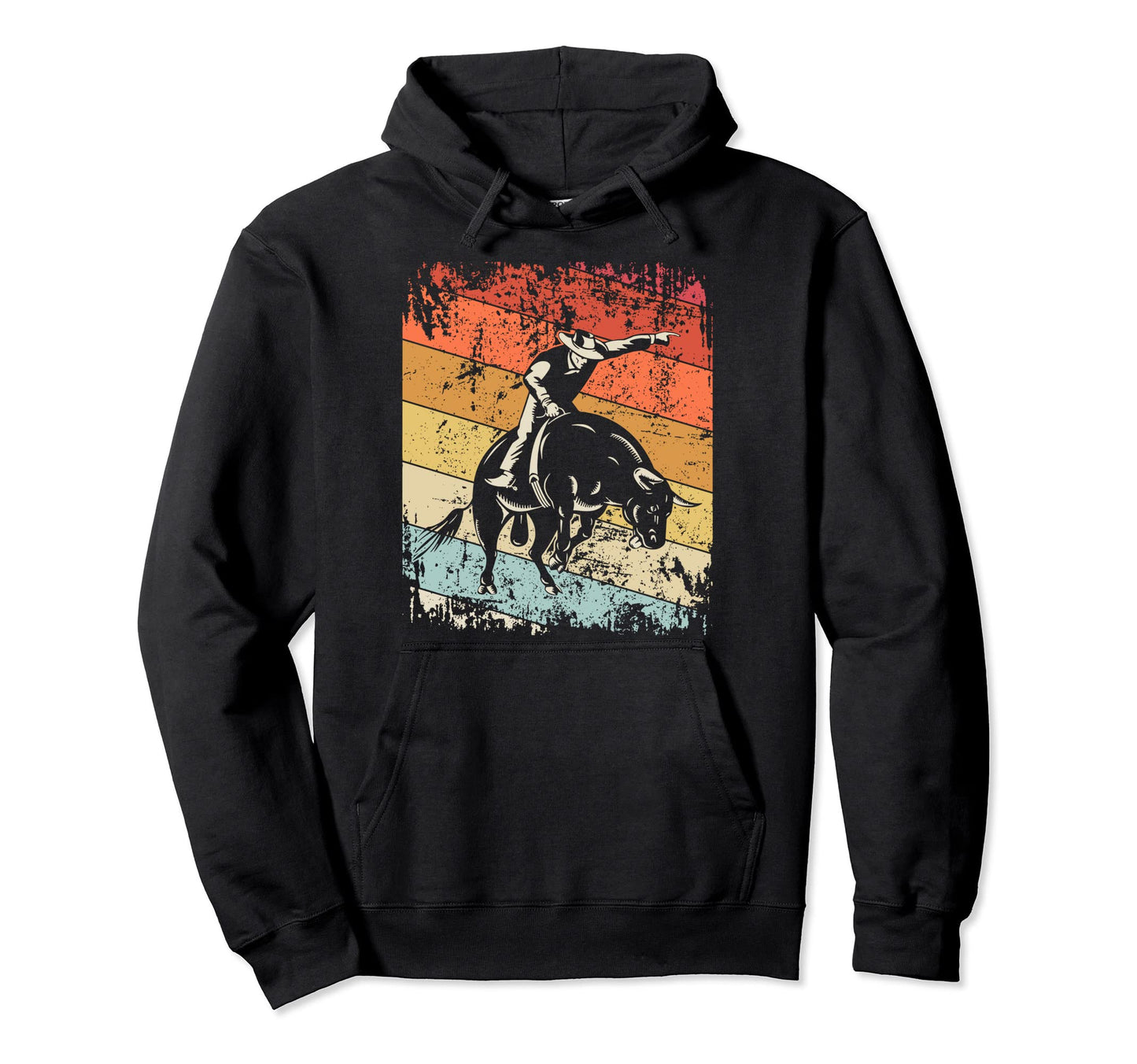 Bull Riding Cowboy Rodeo Distressed Hoodie - Fun Novelty Design Unisex - T-Shirt, Sweatshirt, Hoodie