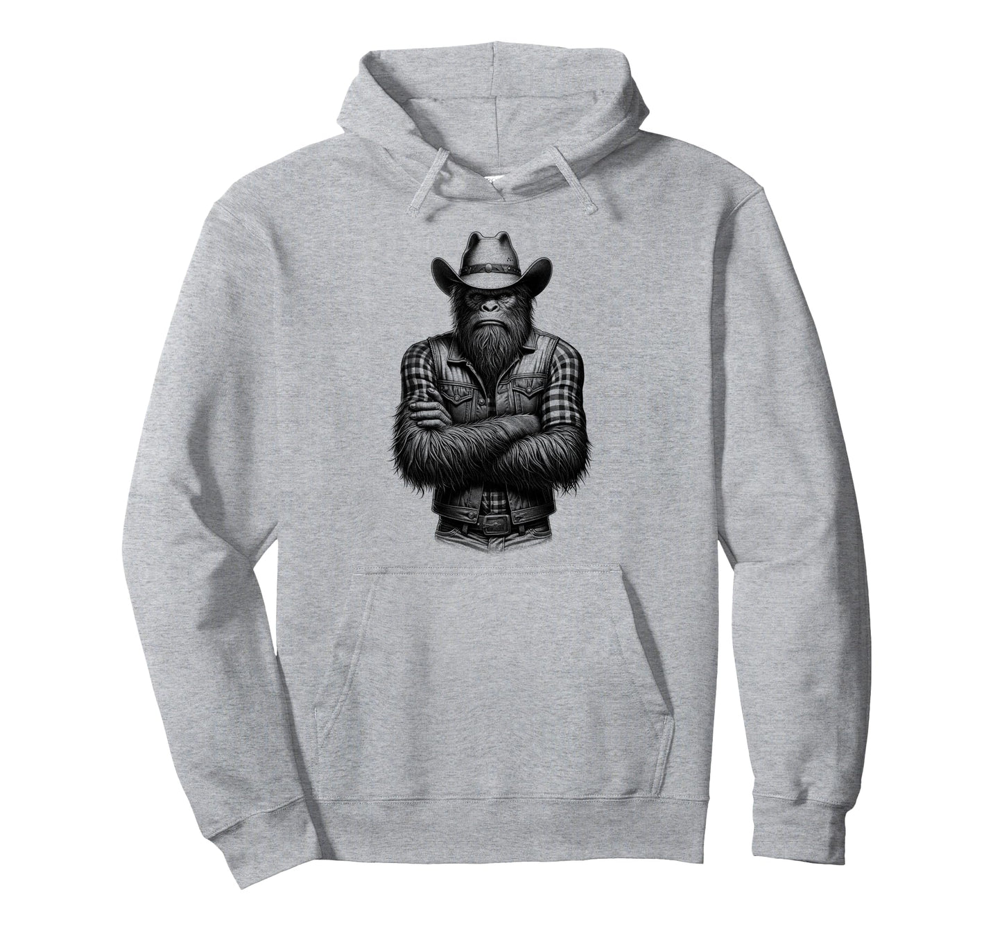 Bigfoot Sasquatch Funny Cowboy Cryptid Hoodie - Aesthetic Graphic Unisex - T-Shirt, Sweatshirt, Hoodie