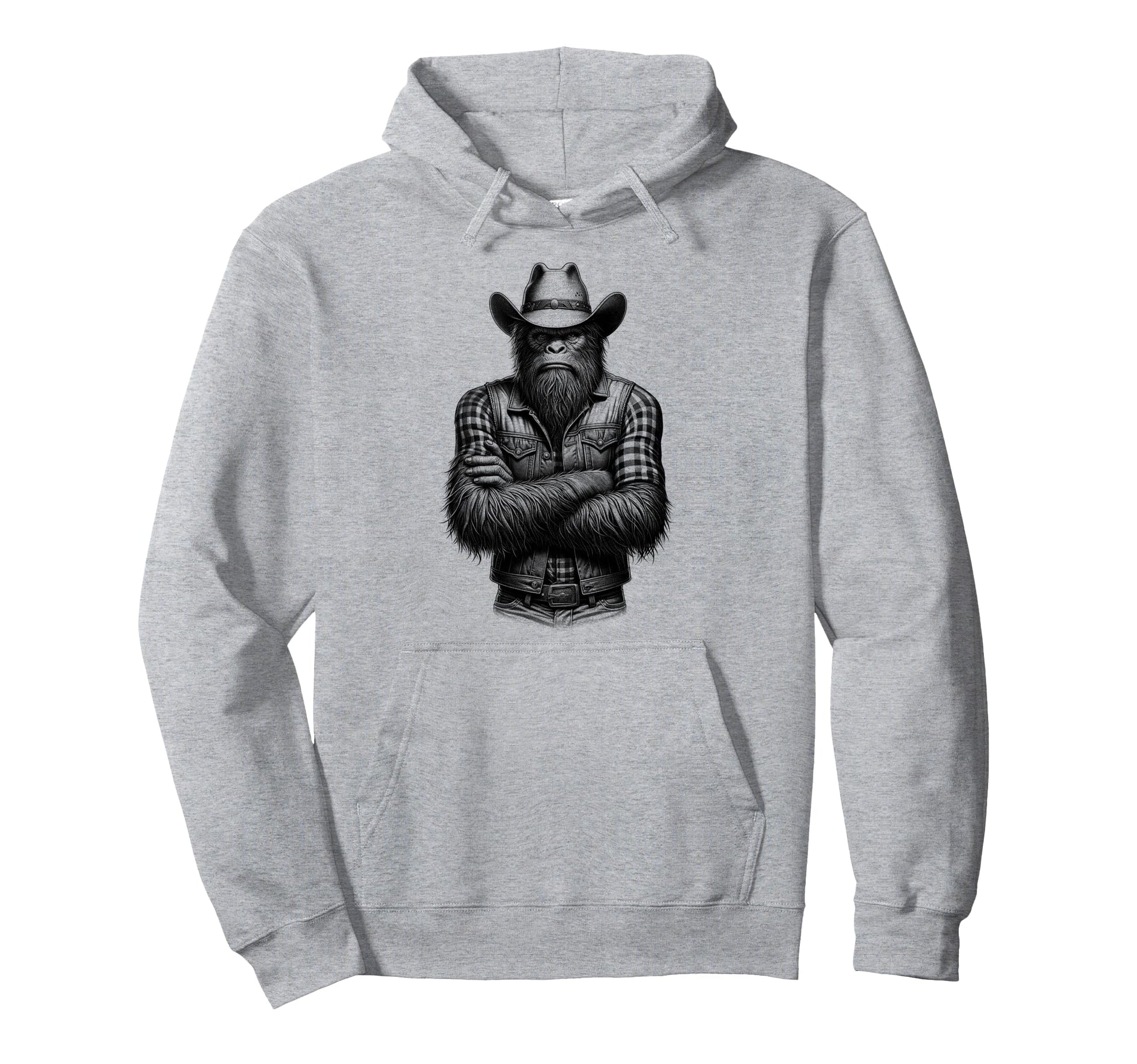Bigfoot Sasquatch Funny Cowboy Cryptid Hoodie - Aesthetic Graphic Unisex - T-Shirt, Sweatshirt, Hoodie